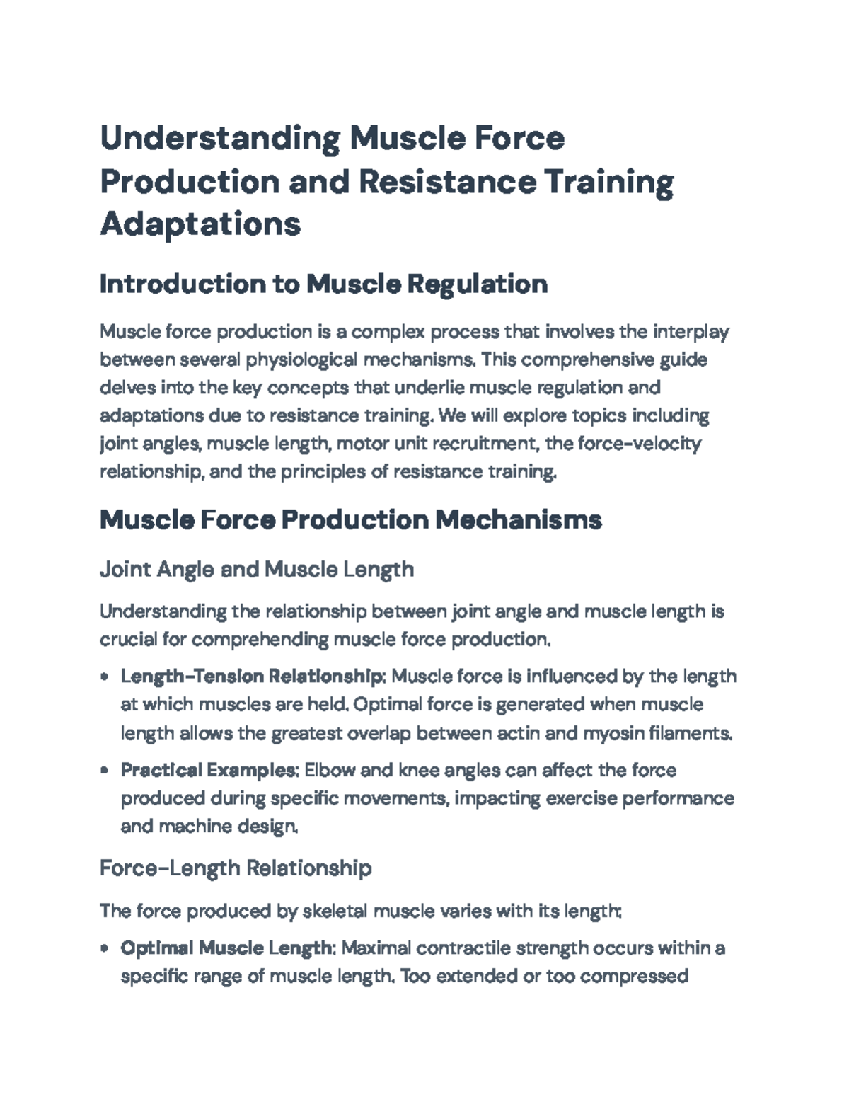 Muscle Force Production and Resistance Training Adaptations: A Guide ...