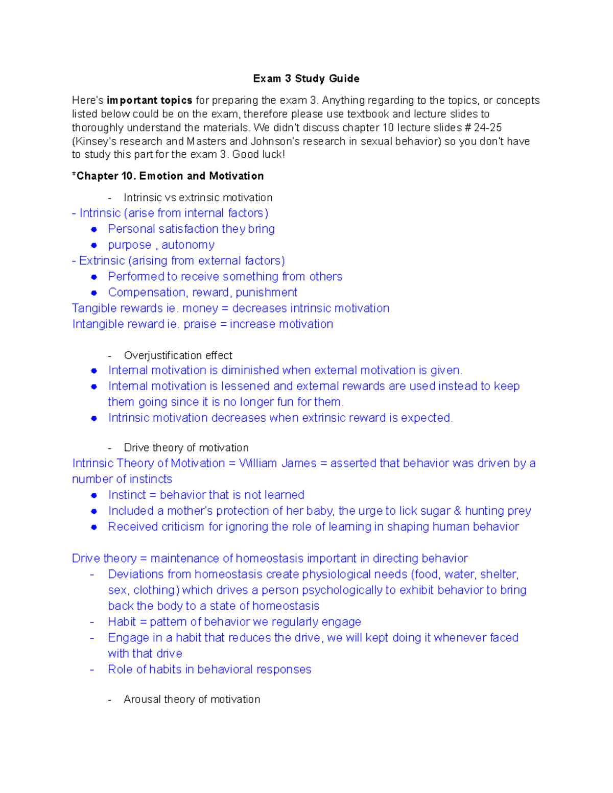 Psychology 302 Exam 3 Study Guide: Key Concepts and Answers - Studocu