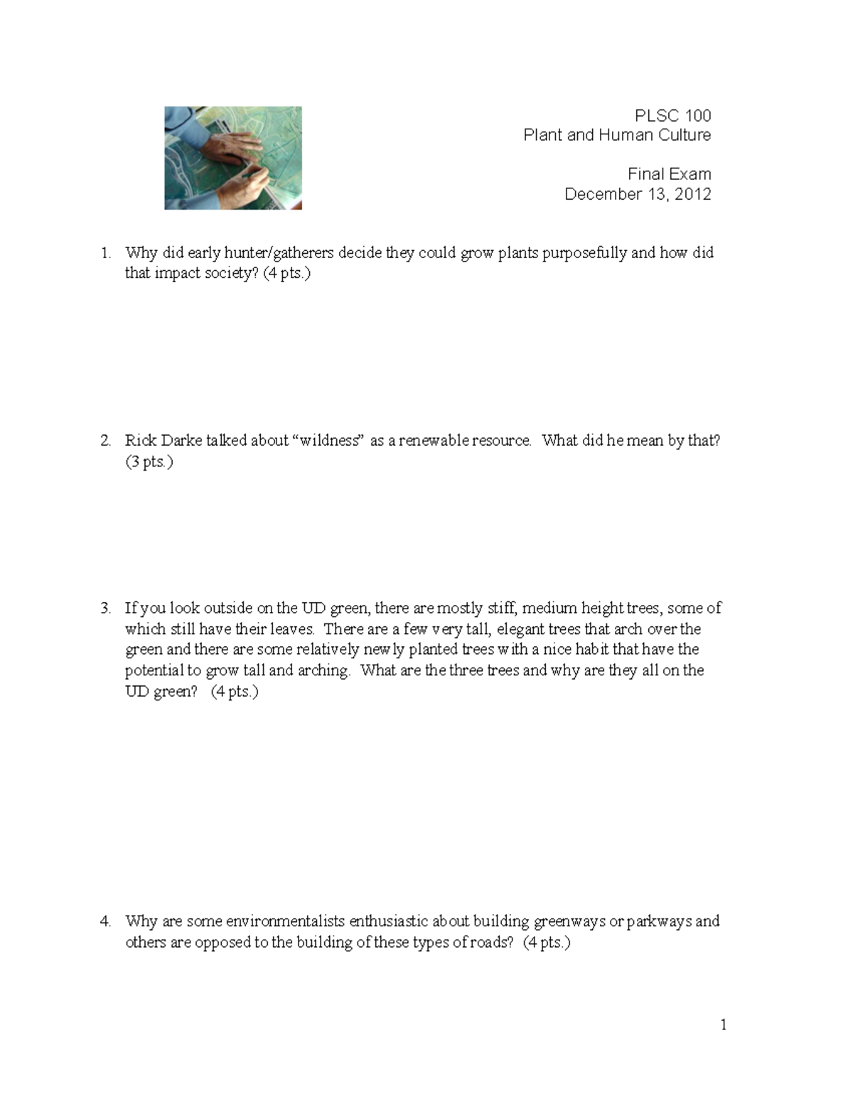 PLSC 100 Final Exam: Plant and Human Culture Insights - Studocu