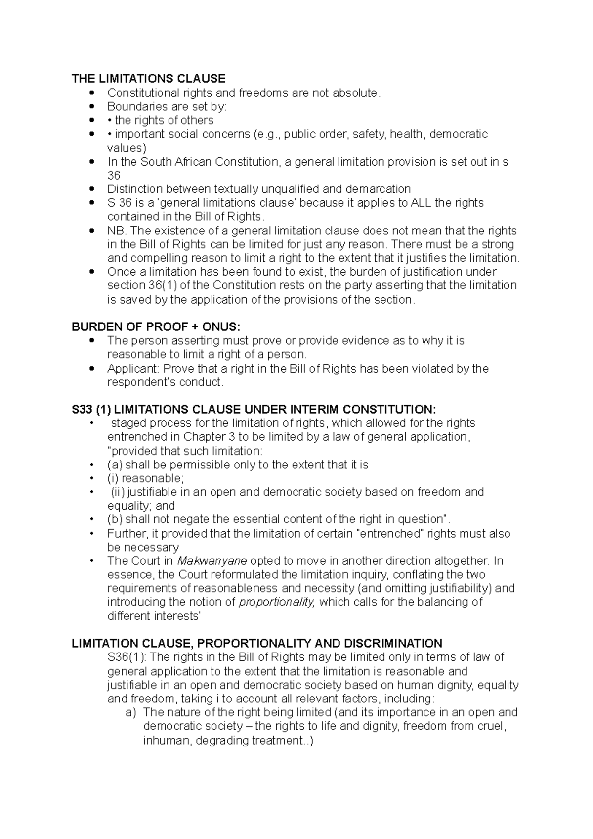 Limitations Clause Analysis: Constitutional Rights & Justifications ...