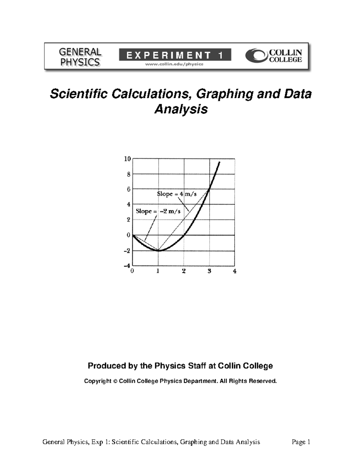 Manual lab 1 - Scientific Calculations, Graphing and Data Analysis ...