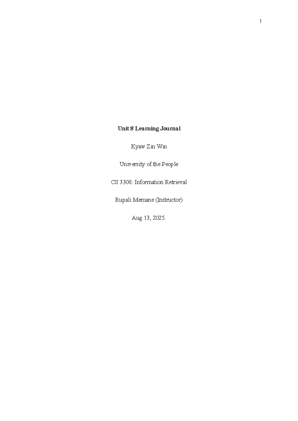 CS 3308 Unit 8 Learning Journal: Insights on Web Crawlers and Indexing ...