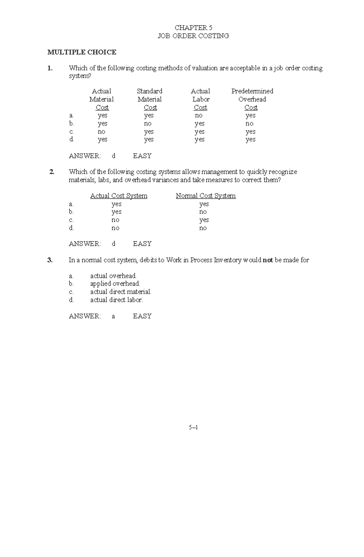 Understanding job order costing systems through multiple choice ...