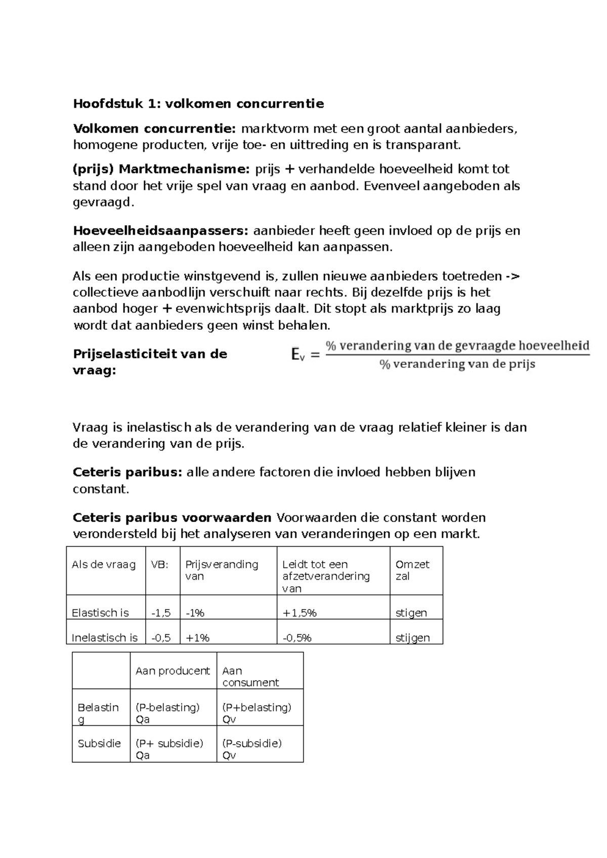 Hoofdstuk 1 & 2: Marktgedrag in Volkomen en Monopolistische ...