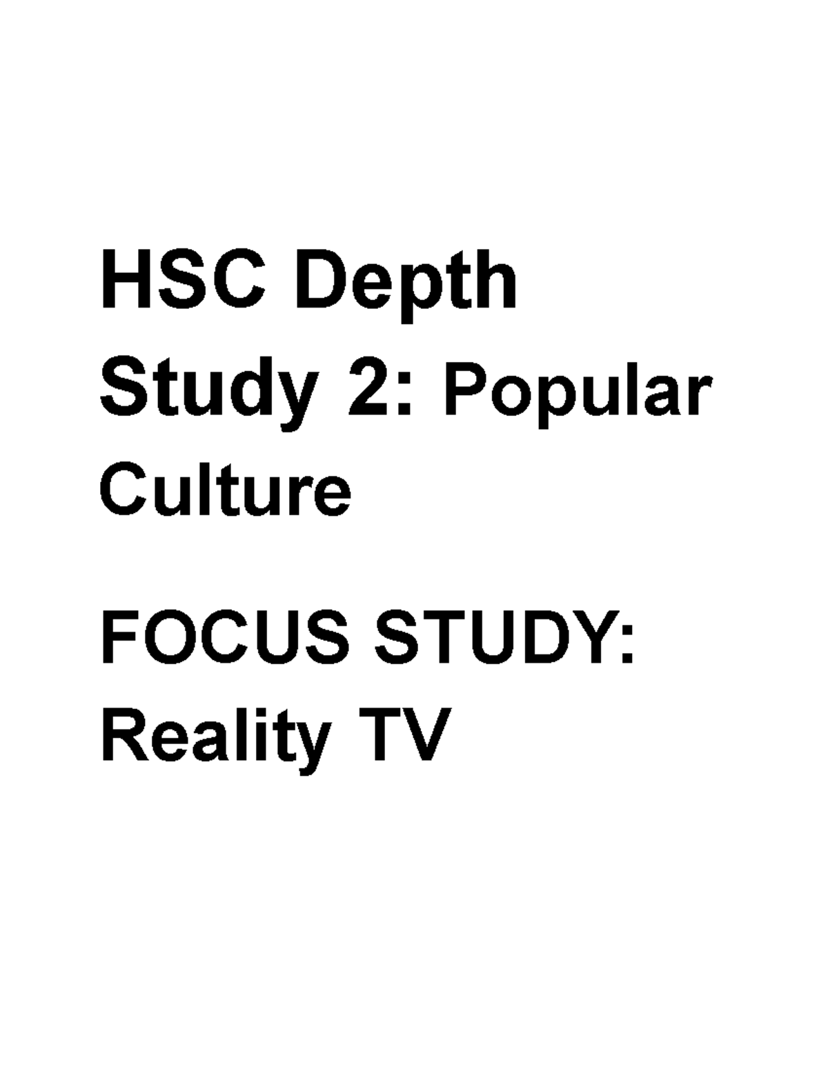 The consumption of the popular culture - HSC Depth Study 2: Popular ...
