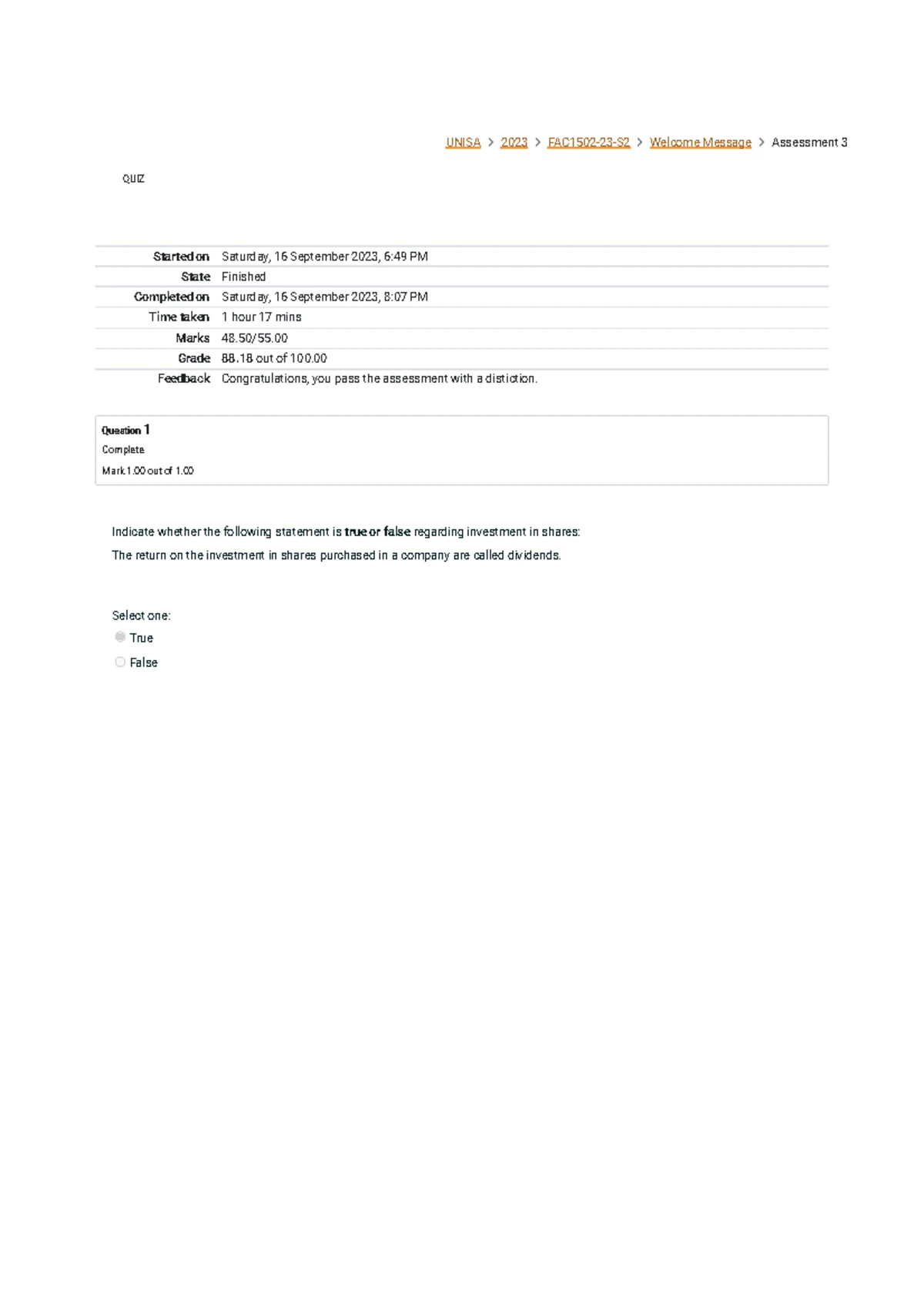 Assessment 5 Attempt review - Started on Monday, 6 June 2022, 7:37 AM ...