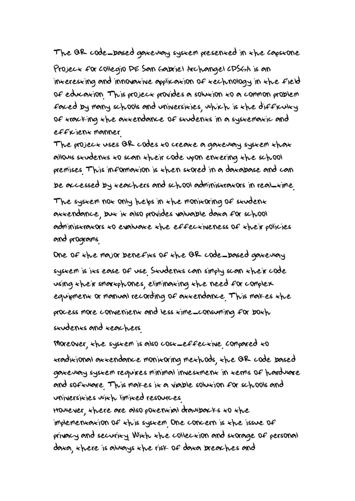 Reflection on a capstone project - The QR code-based gateway system ...