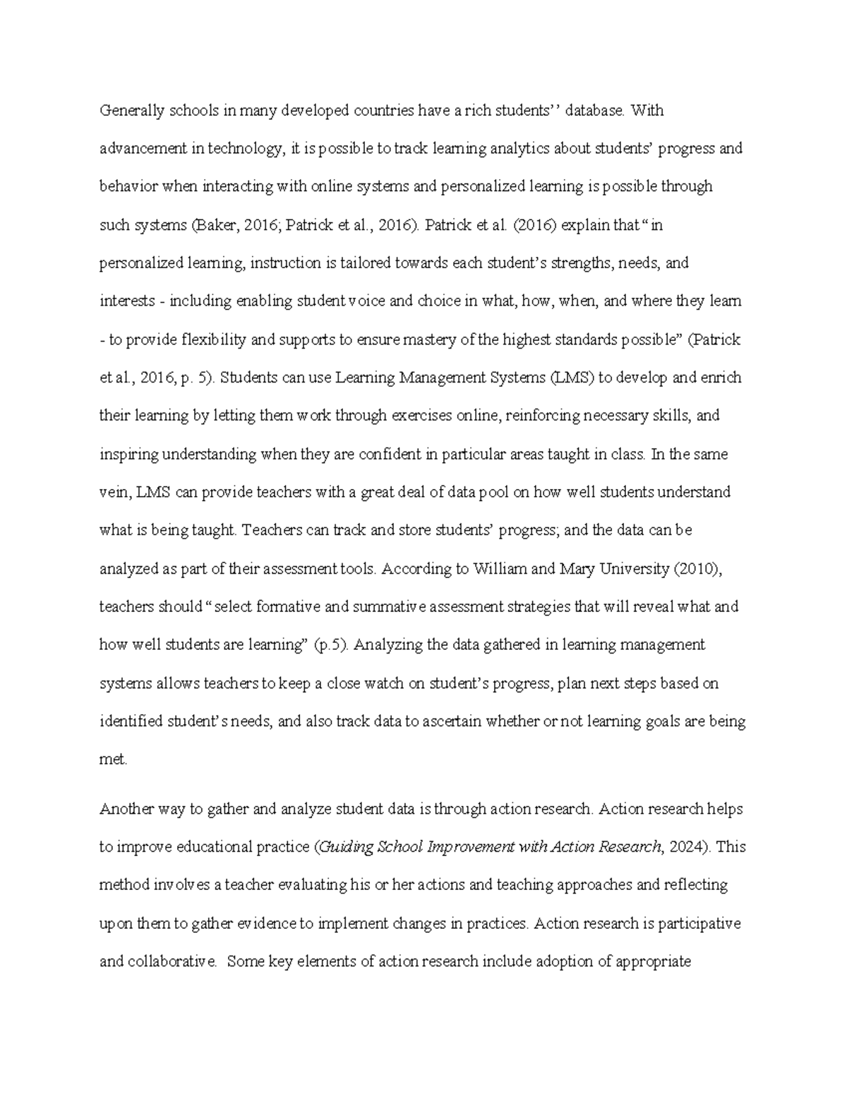 EDUC 5711 Discussion Assignment 8: Impact of Learner Analytics in K-12 ...