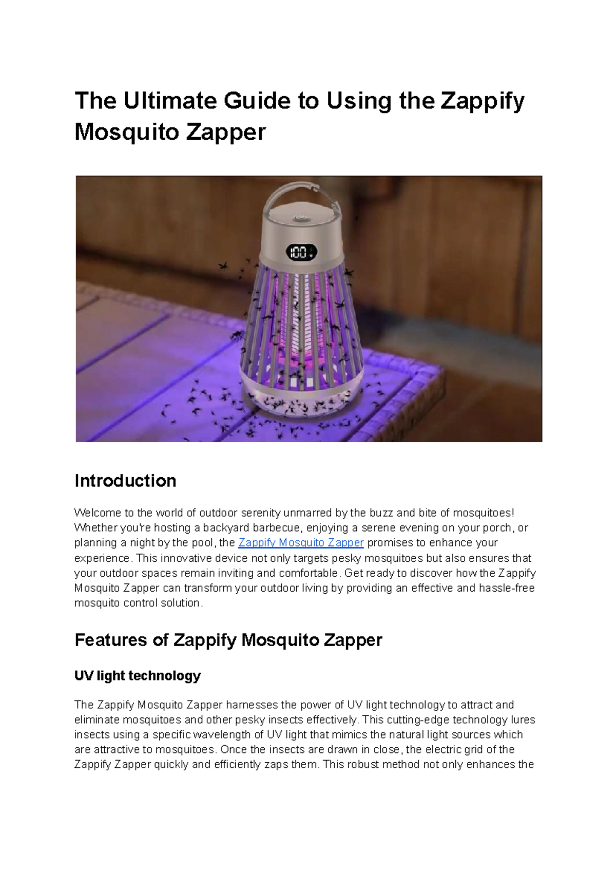 The Ultimate Guide to Using the Zappify Mosquito Zapper - The Ultimate ...