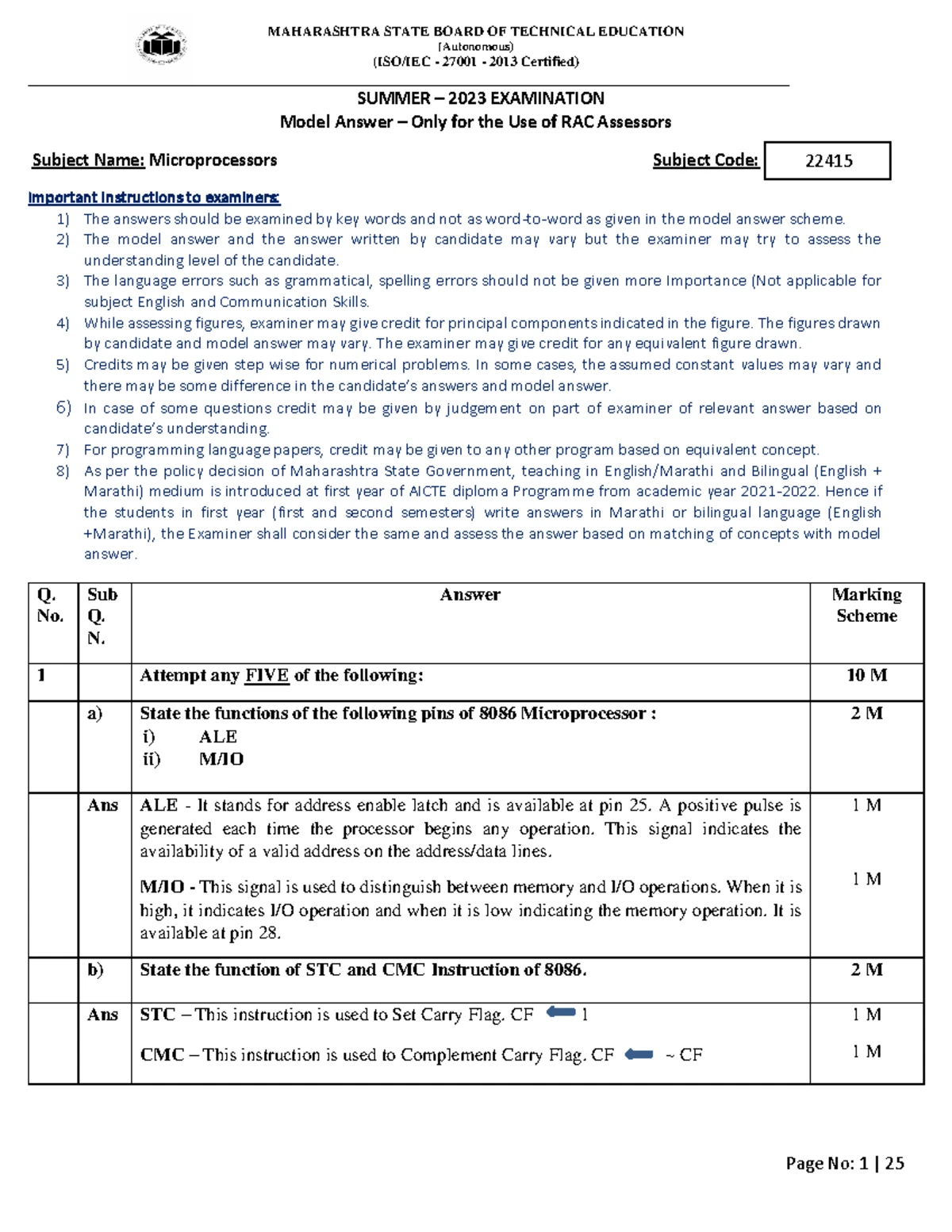 DBMS 22416 Summer 2019 Model Answer Paper - Studocu