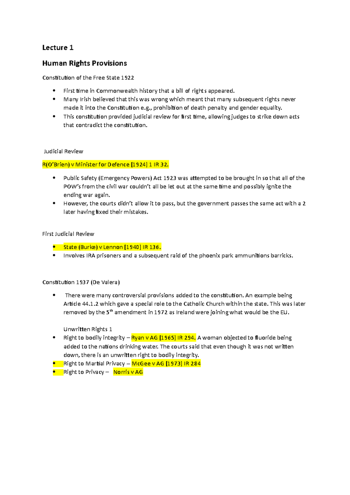 CS101 Constitutional Rights Lecture Notes and Key Provisions - Studocu