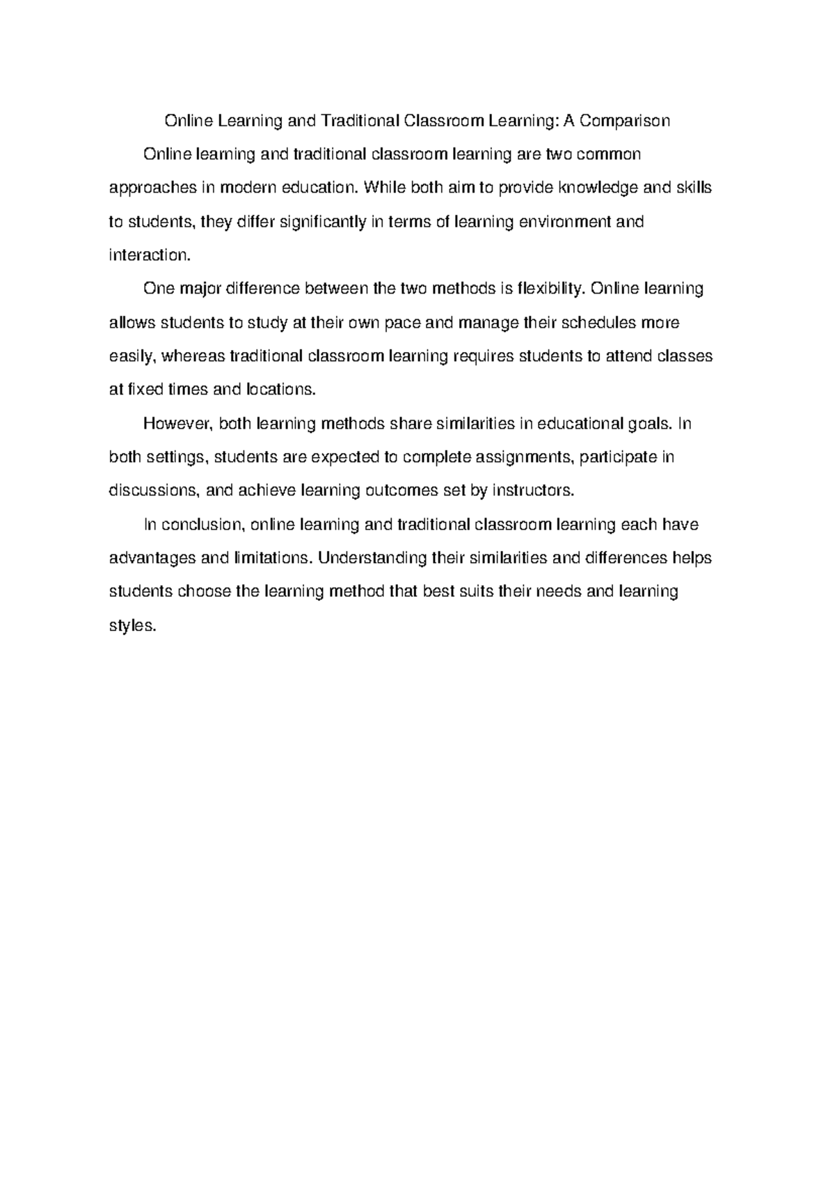 Comparative Analysis of Online vs. Traditional Learning Methods: A ...