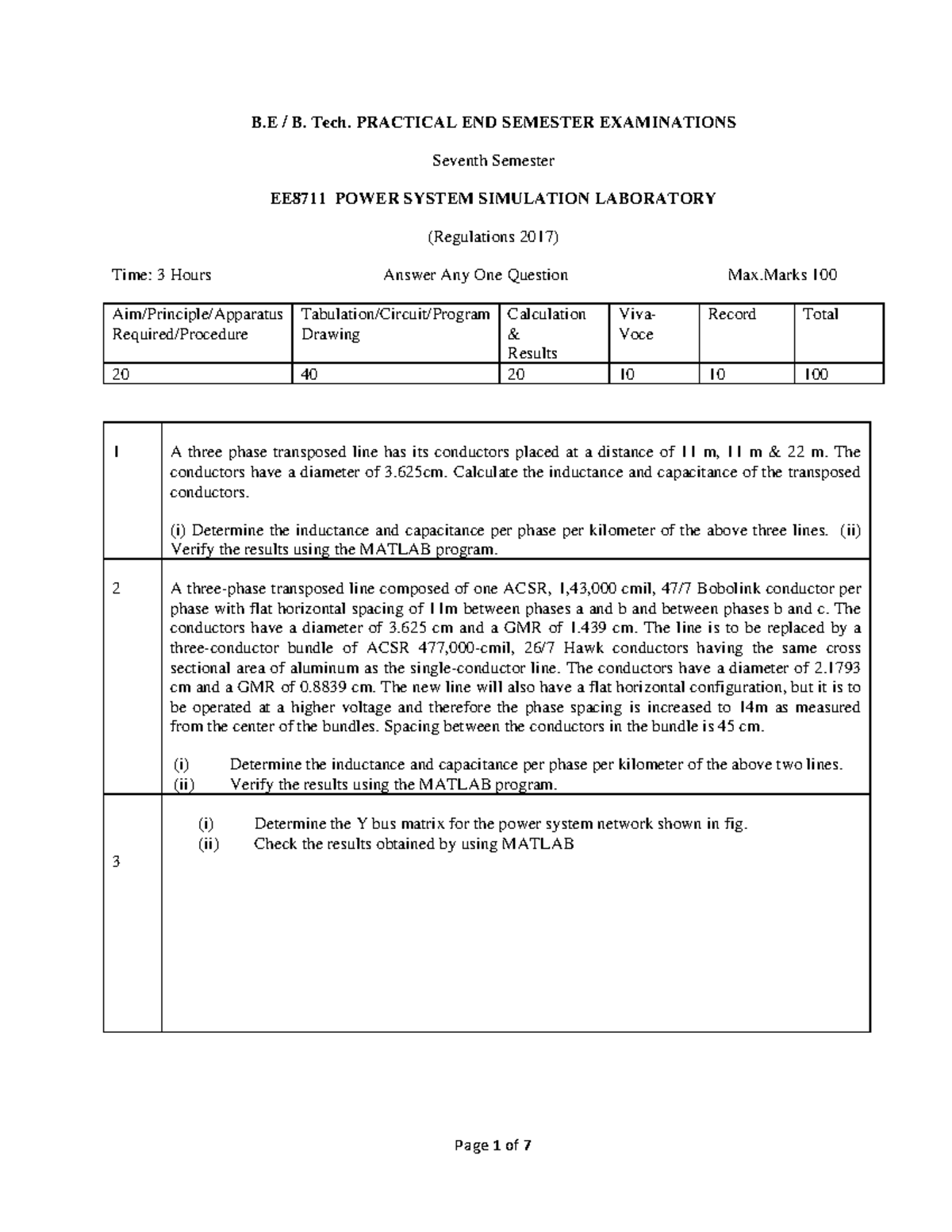 EE8711 Power System Simulation Lab Final Exam Guide - Studocu