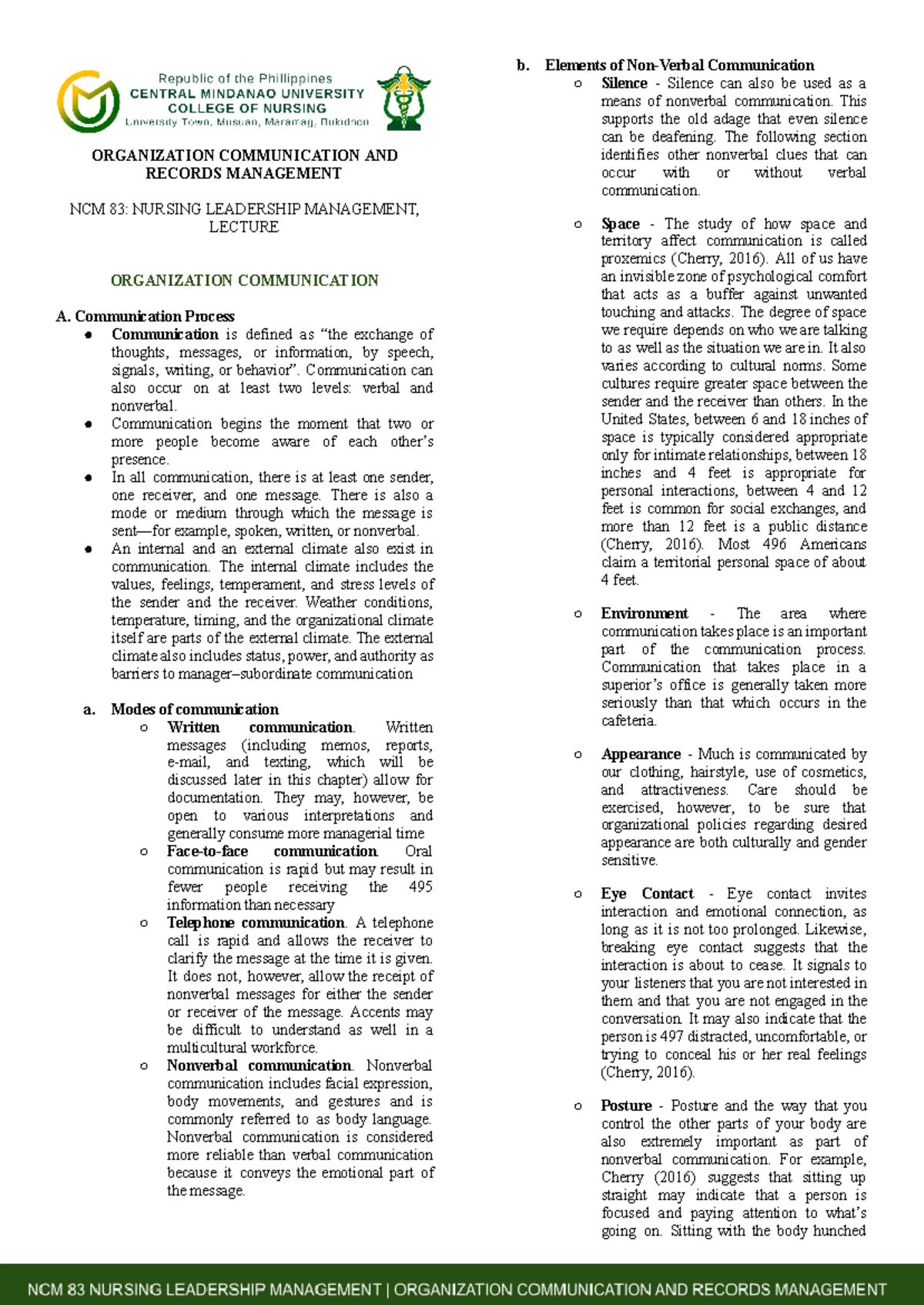 Group 3 Handout Organization Communication and Records Management ...