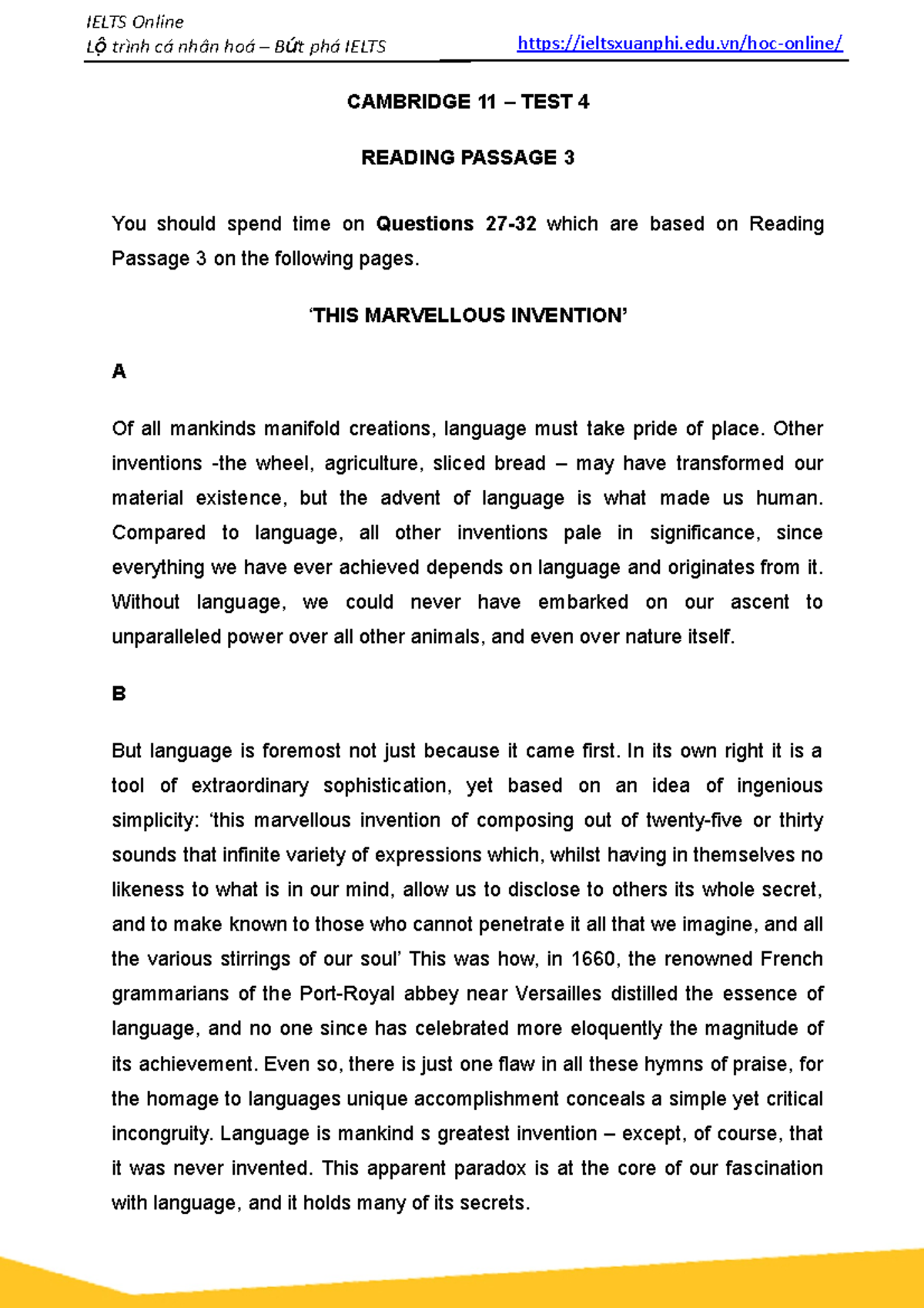 Cambridge 11 - Test 4: Reading Passage 3 Analysis and Overview - Studocu