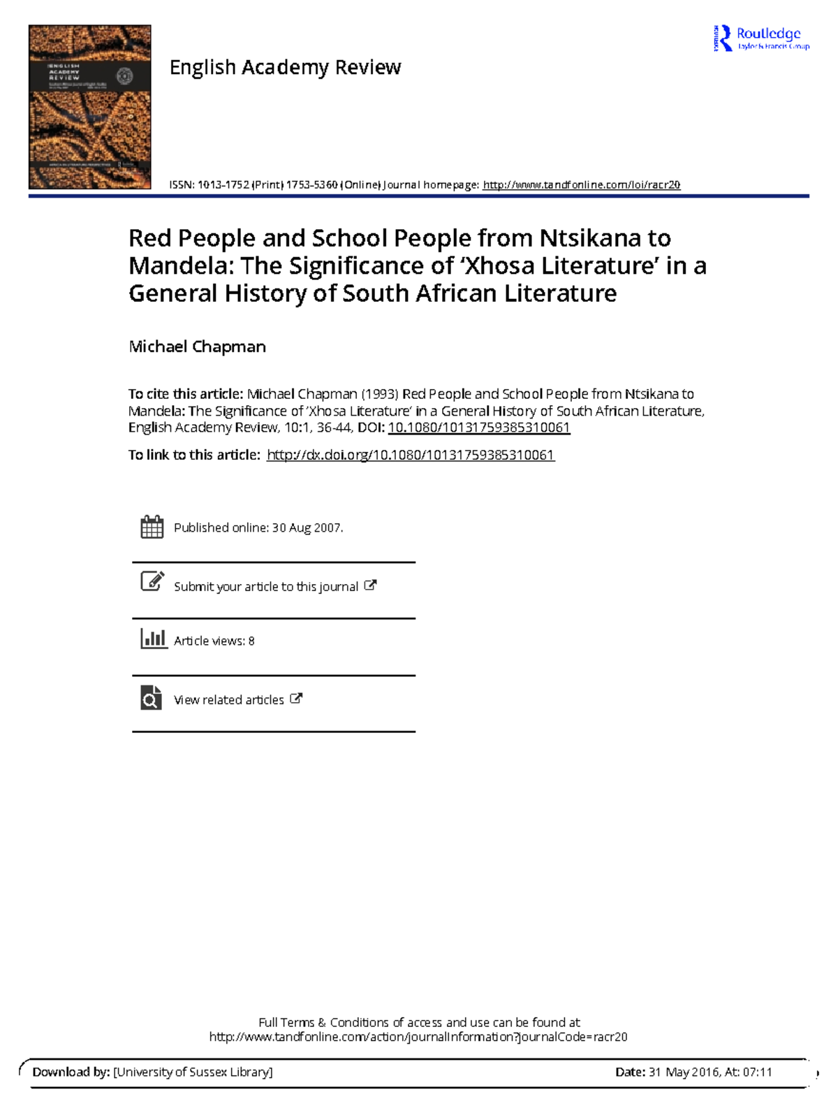 Chapman 1993 - Red People And School People From Ntsikana To Mandela ...