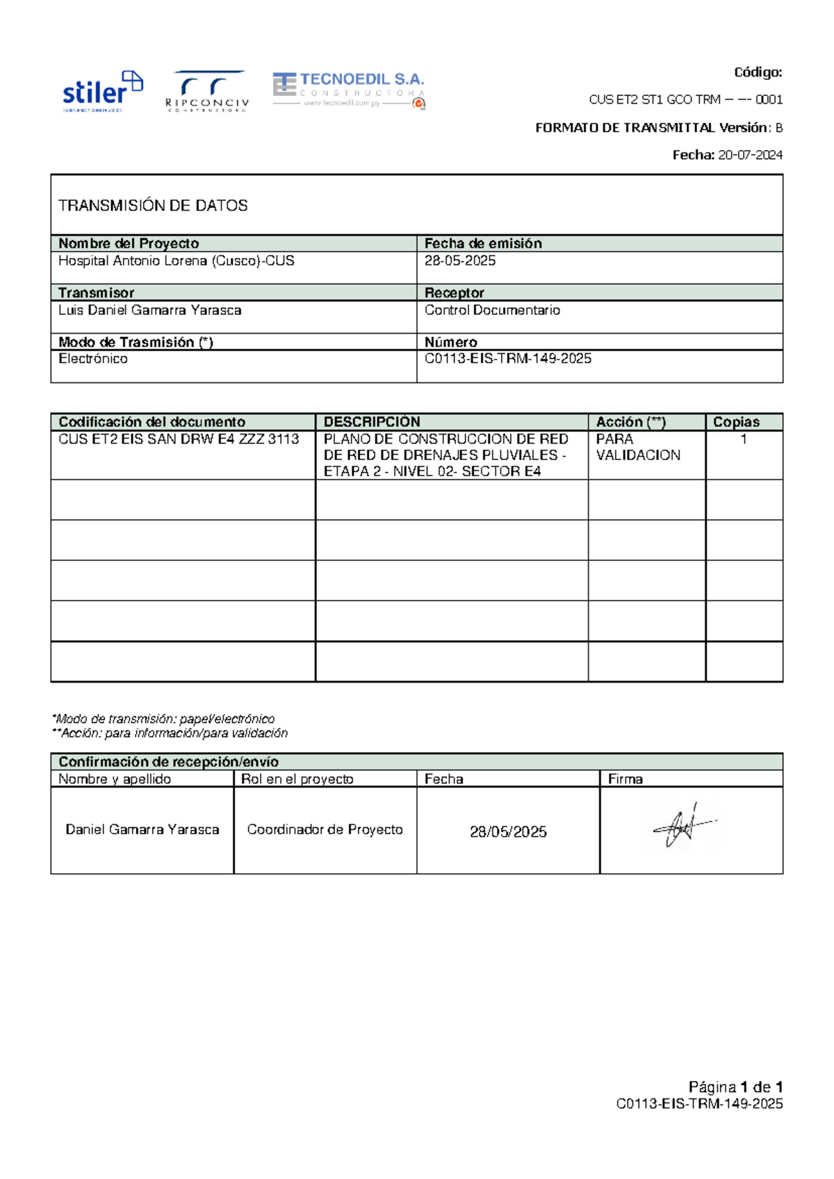C113 EIS TRM 149 - EXCELENTE - Código: CUS ET 2 ST1 GCO TRM - 0001 ...