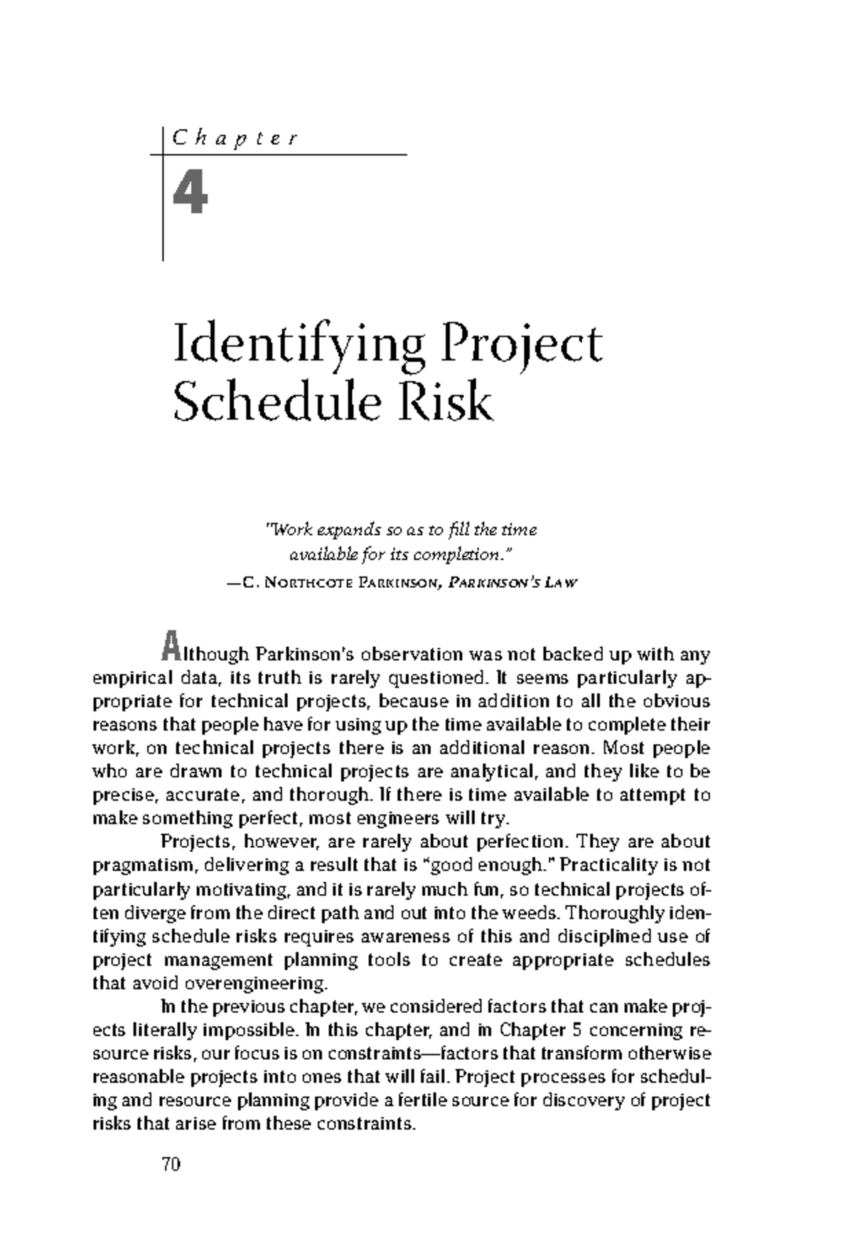 Identifying Project Schedule Risk: Insights from Chapter 4 - Studocu