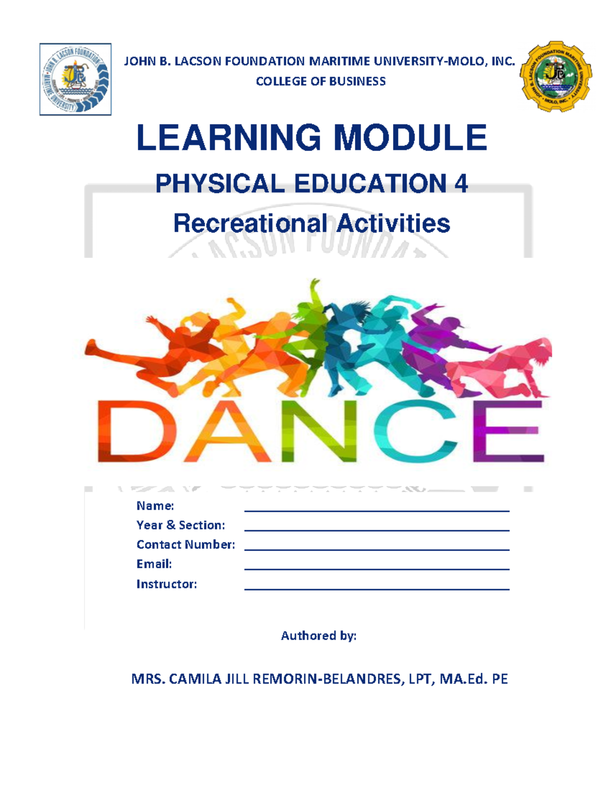 PE 4 - Finals Module on Recreational Dance Activities and Wellness ...