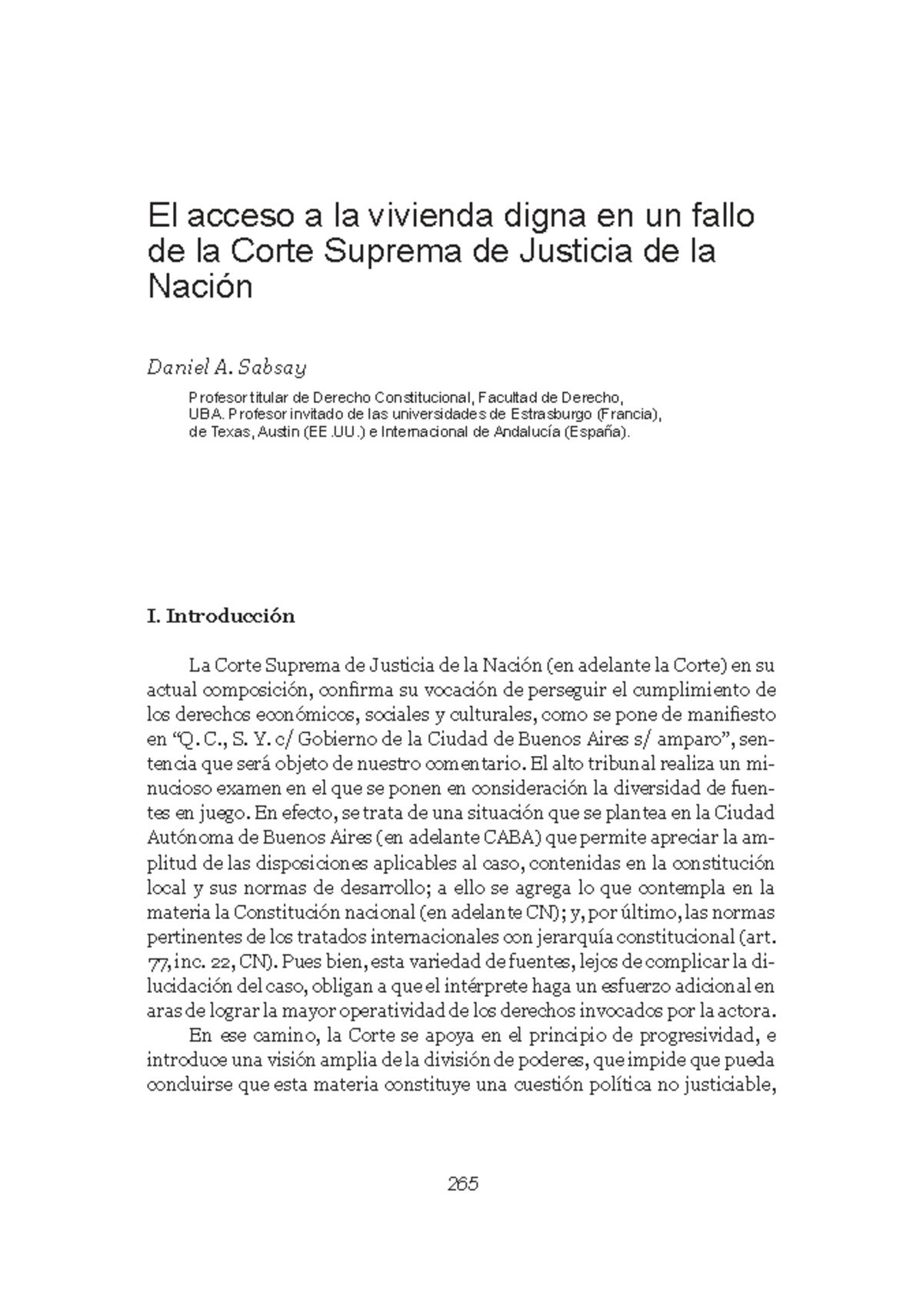 Comentario sobre el fallo QCSY de la Corte Suprema de Justicia de la ...