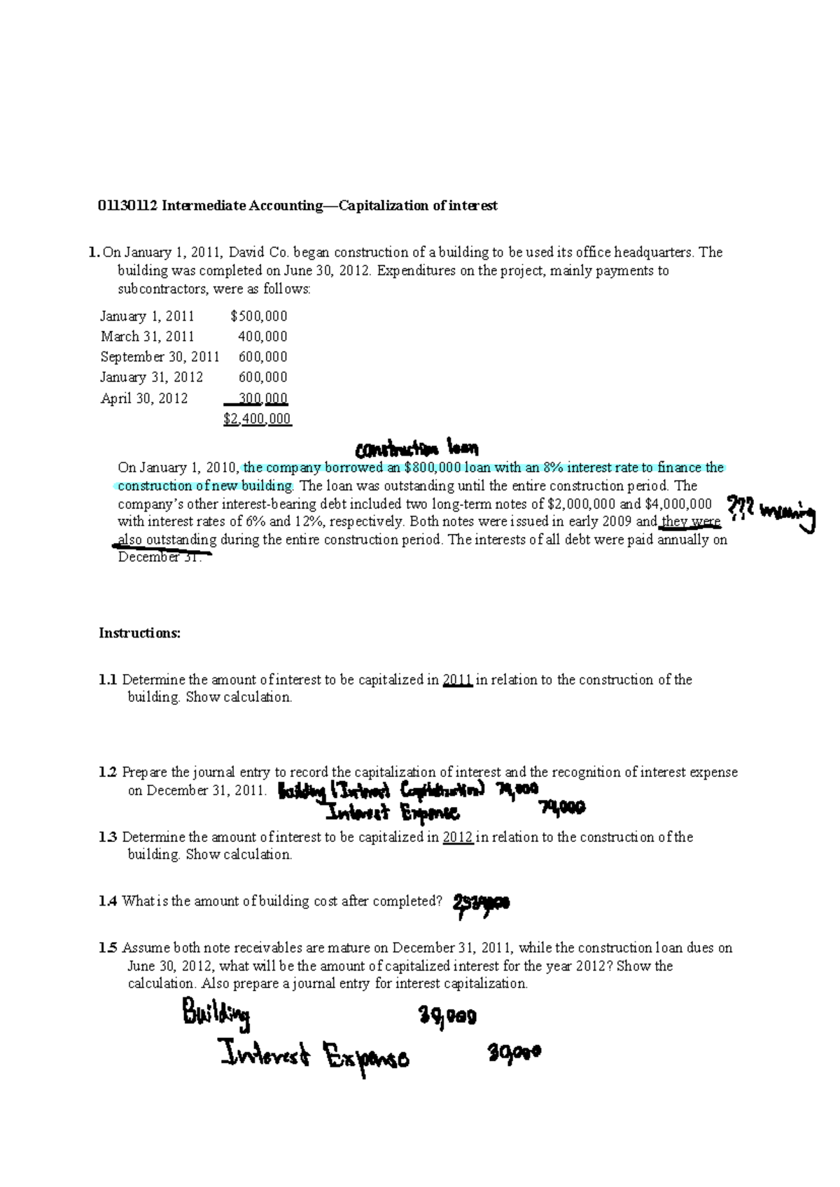 6711302931 Ch10 - Capitalization of Interest for Building Construction ...