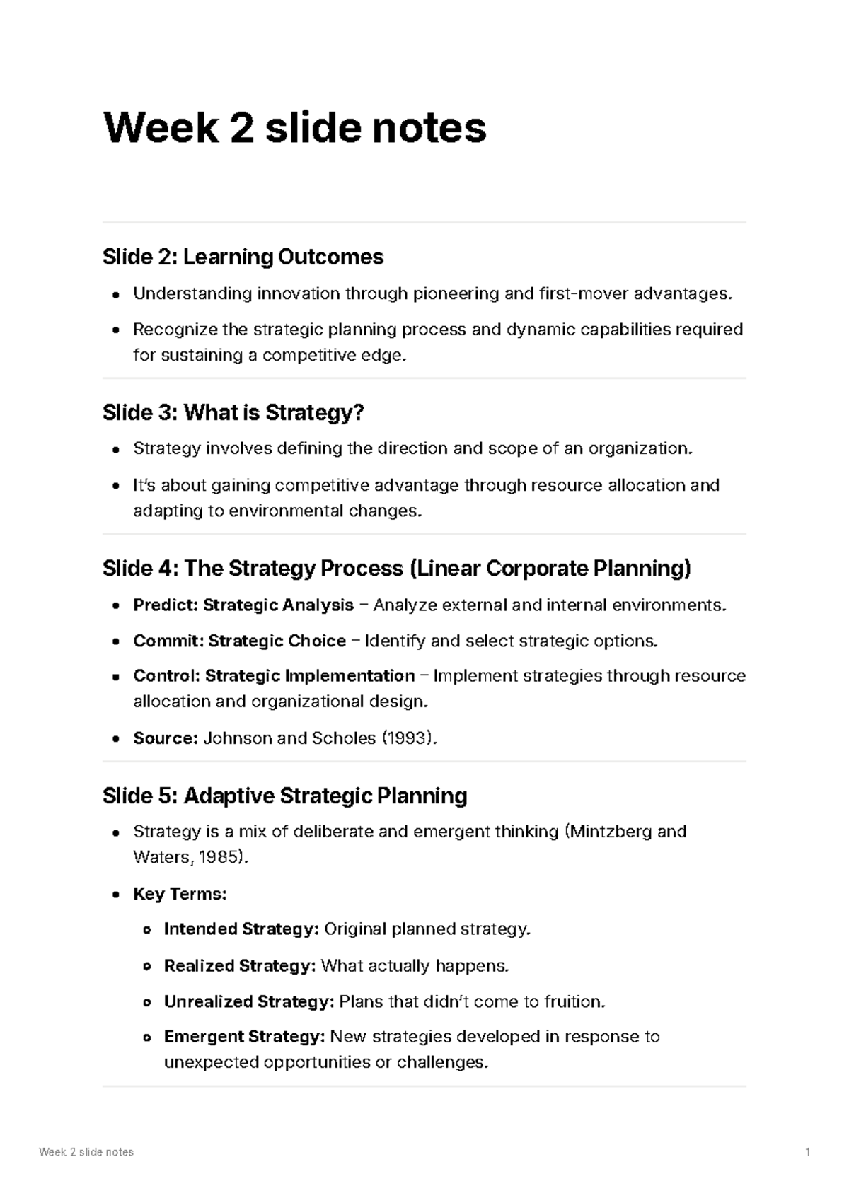 Week 2 Lecture Notes: Strategic Planning & Dynamic Capabilities ...