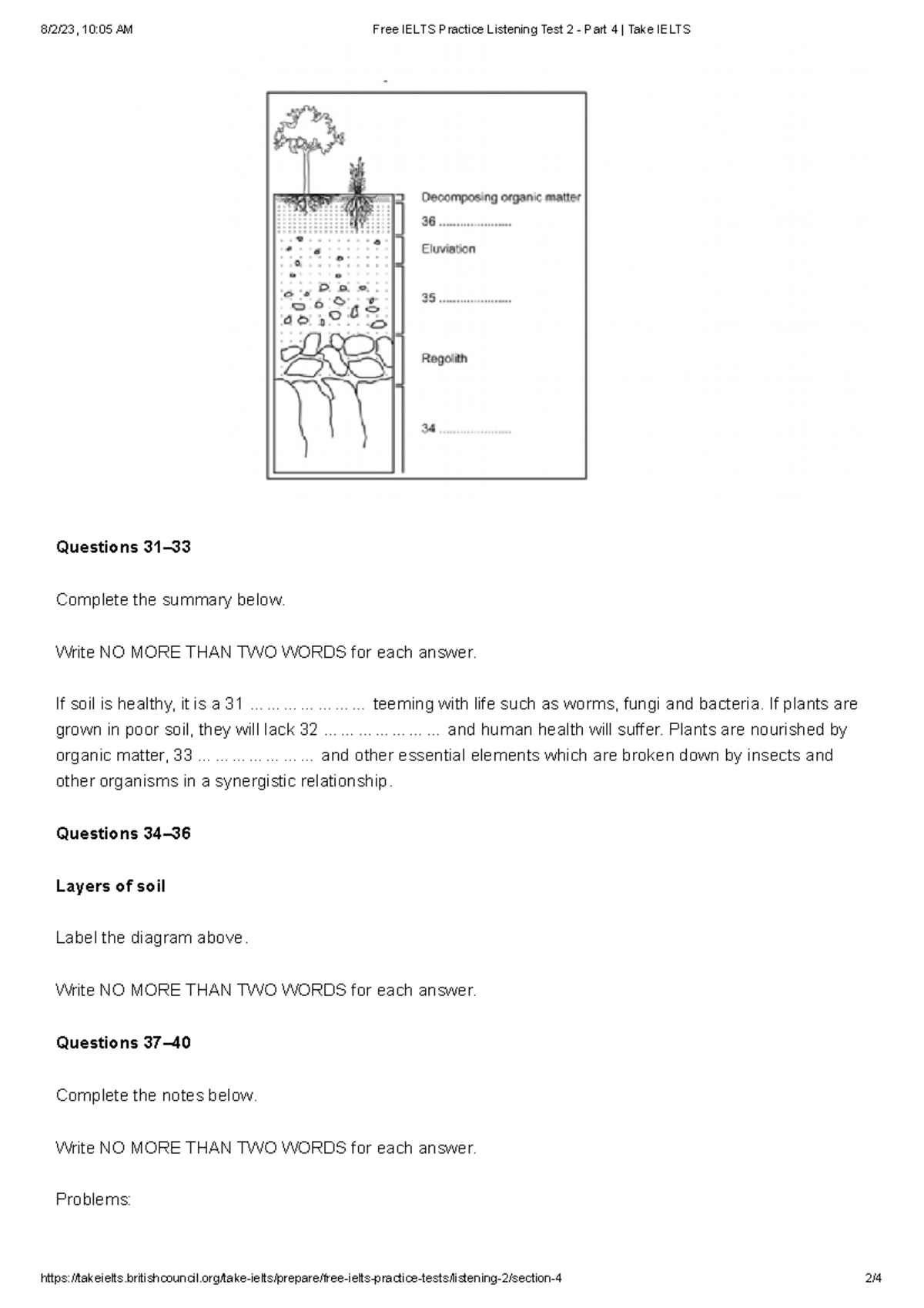 Free IELTS Listening Practice Test 2 - Section 4 Summary - Studocu