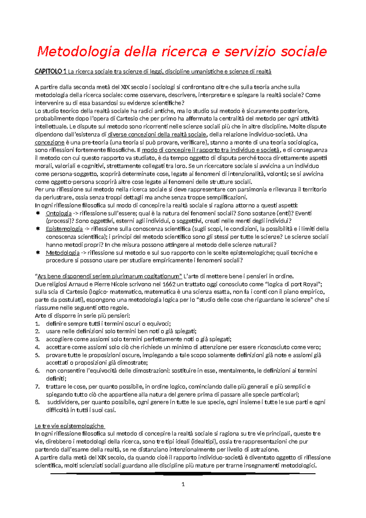 Riassunto di Metodologia della Ricerca e Servizio Sociale (MRS 101 ...