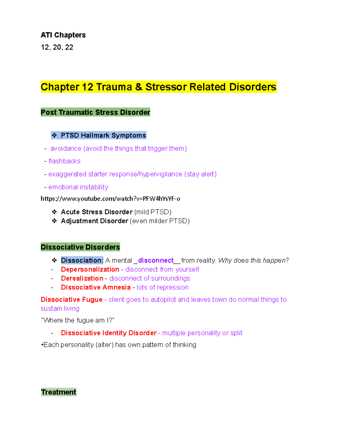 Week 5 MH - week 5 lecture notes - ATI Chapters 12, 20, 22 Chapter 12 ...