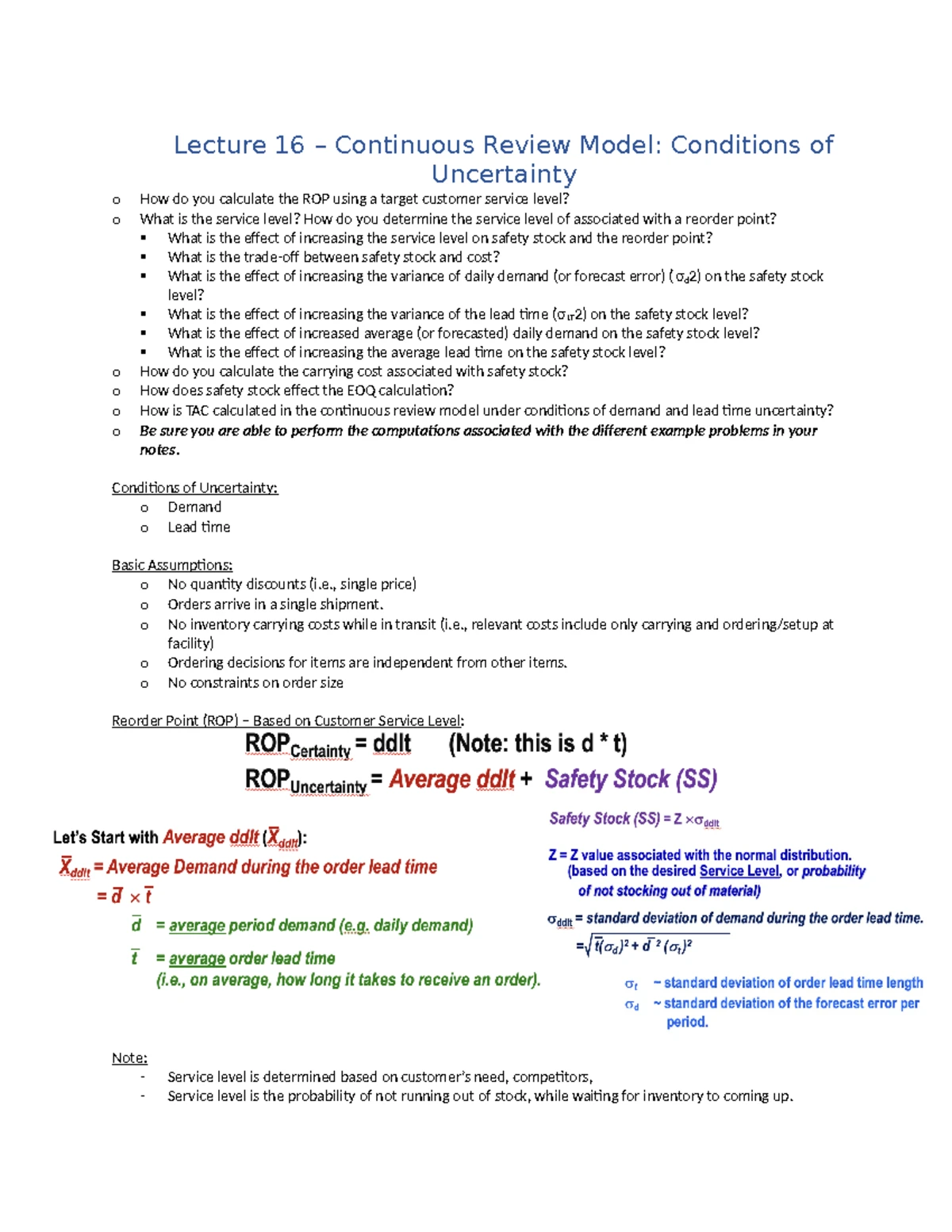 Lecture 17 - Periodic Review Model in Inventory Management - Studocu