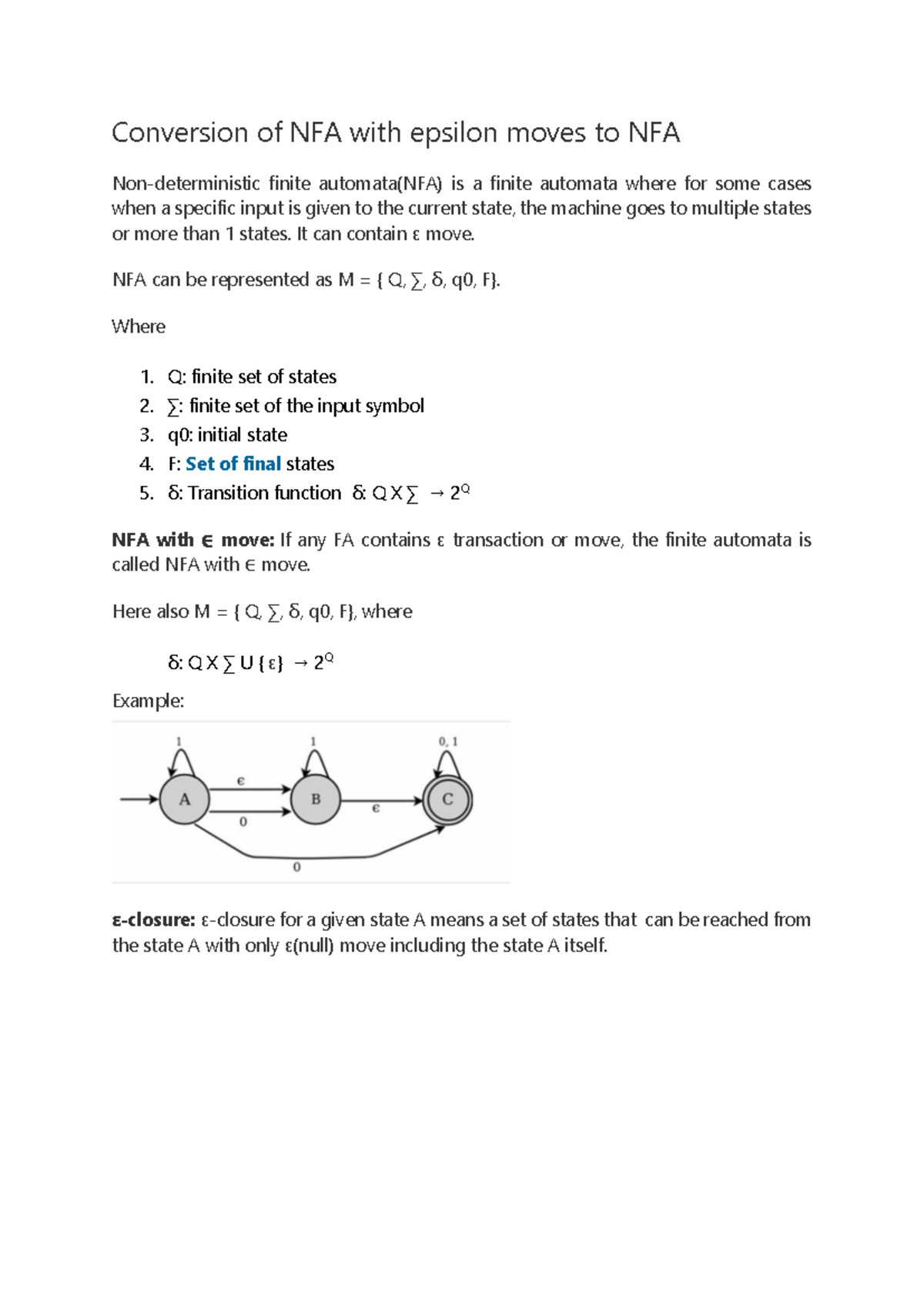 Reference-Material-I - Conversion of NFA with epsilon moves to NFA Non ...