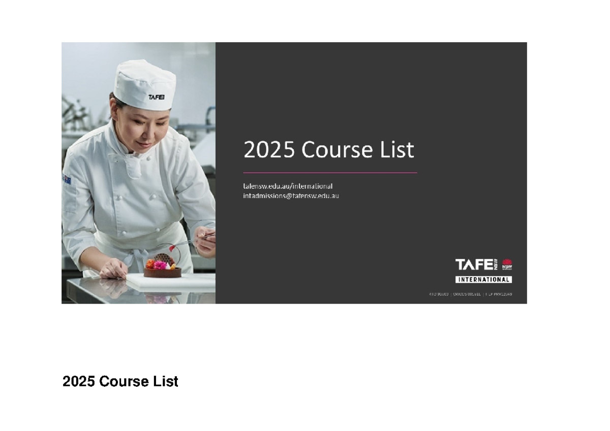 2025 Course List: TAFE Programs & Details for Students - Studocu