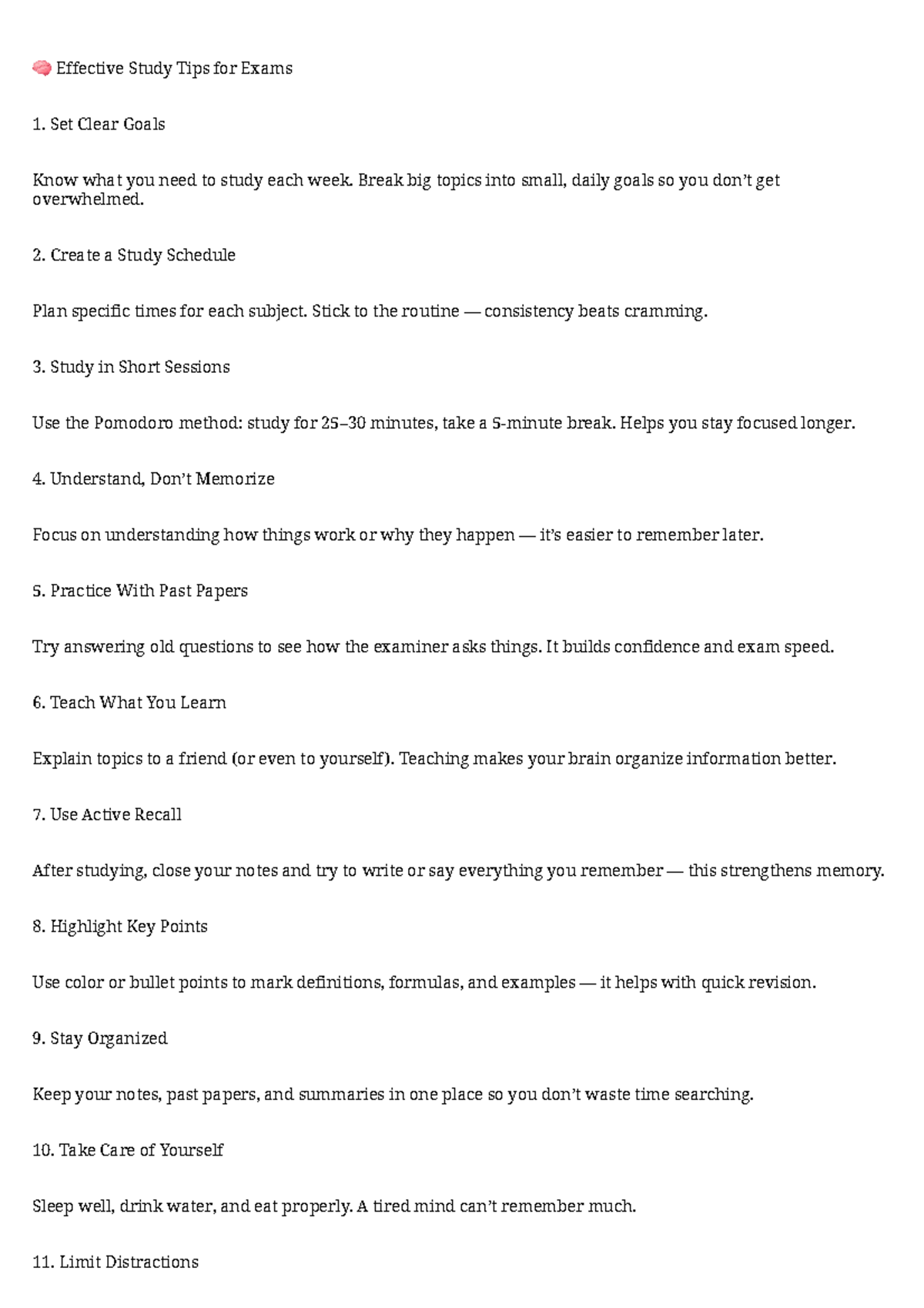Effective Study Tips for Exams: Strategies for Success - Studocu