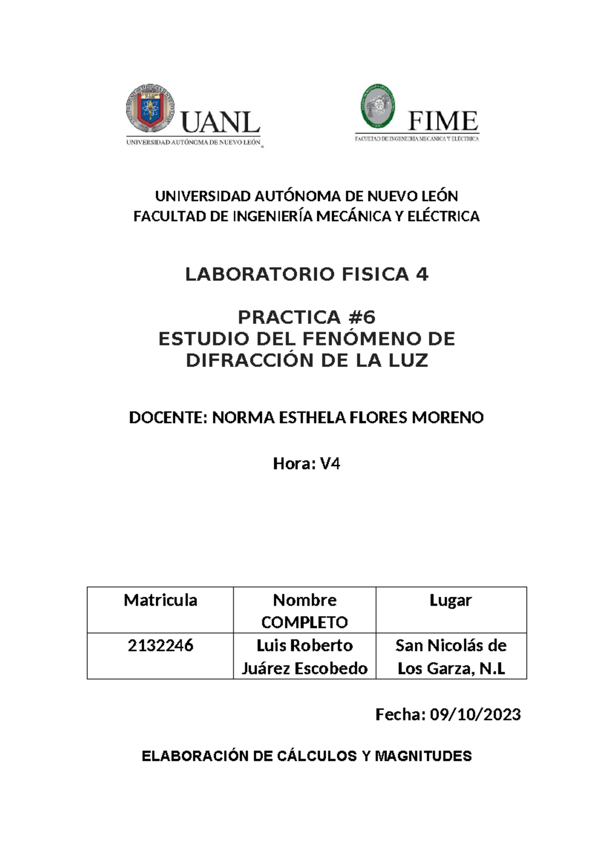 LAB Fisica 4 2 - asdasdasdasdasd - UNIVERSIDAD AUTÓNOMA DE NUEVO LEÓN ...