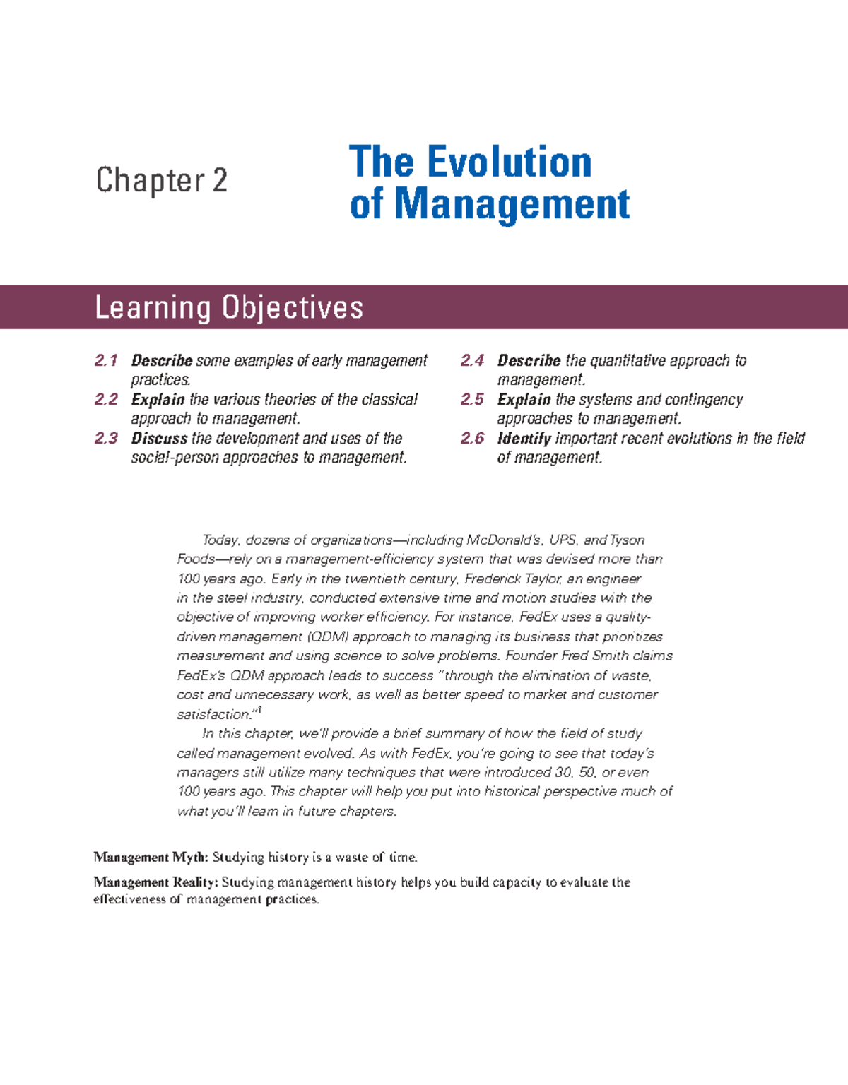 Chapter 2 - The Evolution of Management: Key Concepts and Theories ...