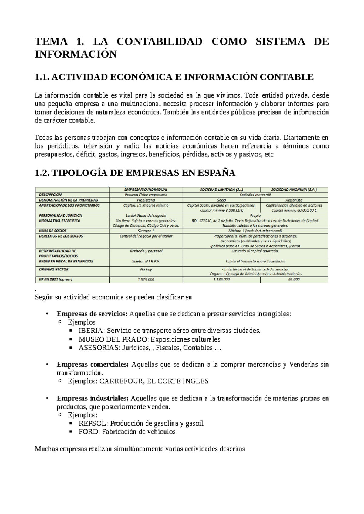 TEMA 1 Contabilidad - TEMA 1. LA CONTABILIDAD COMO SISTEMA DE ...