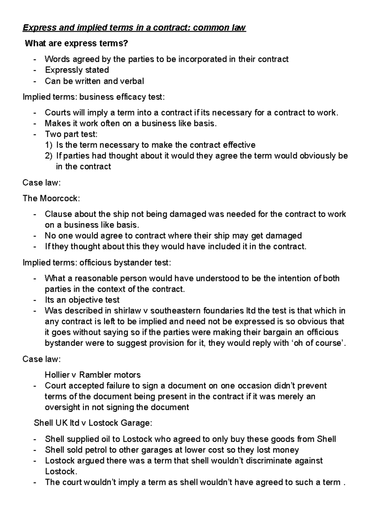 Express and implied terms in a contract common law - Makes it work ...
