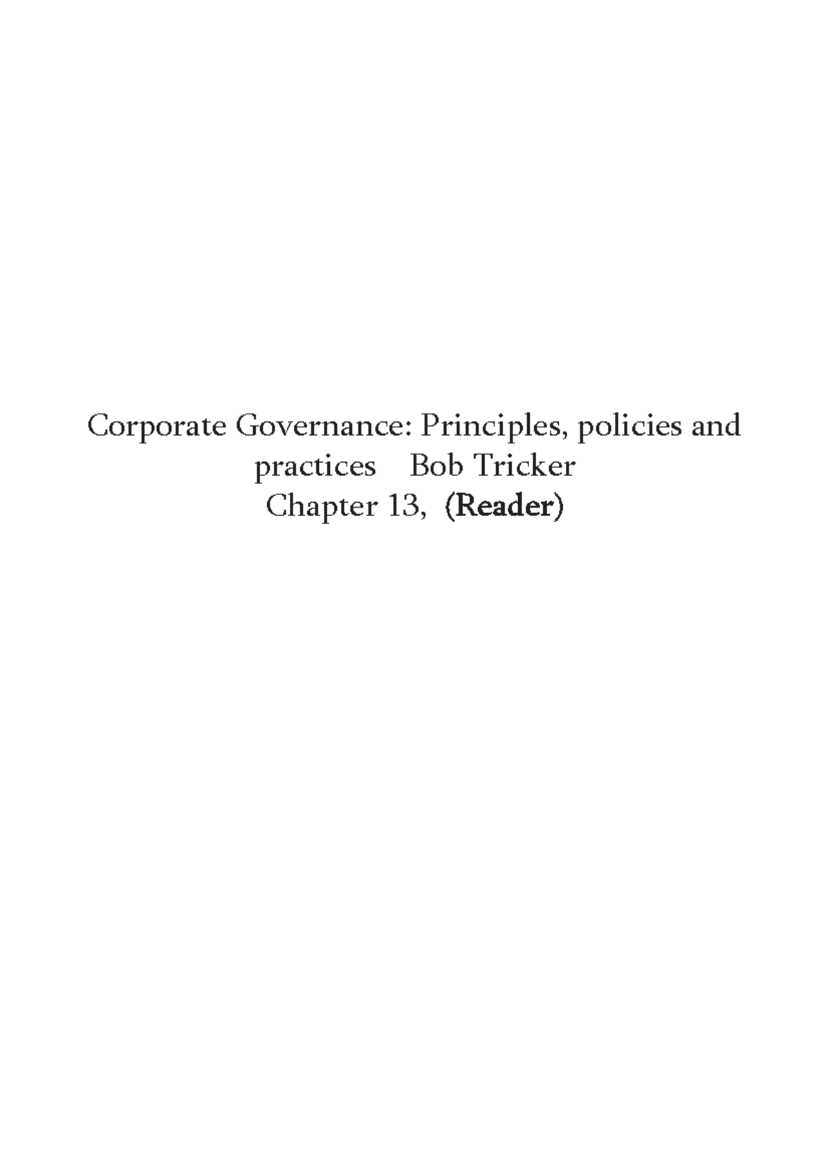 Corporate Governance Insights: Key Principles from Tricker's Chapter 13 ...