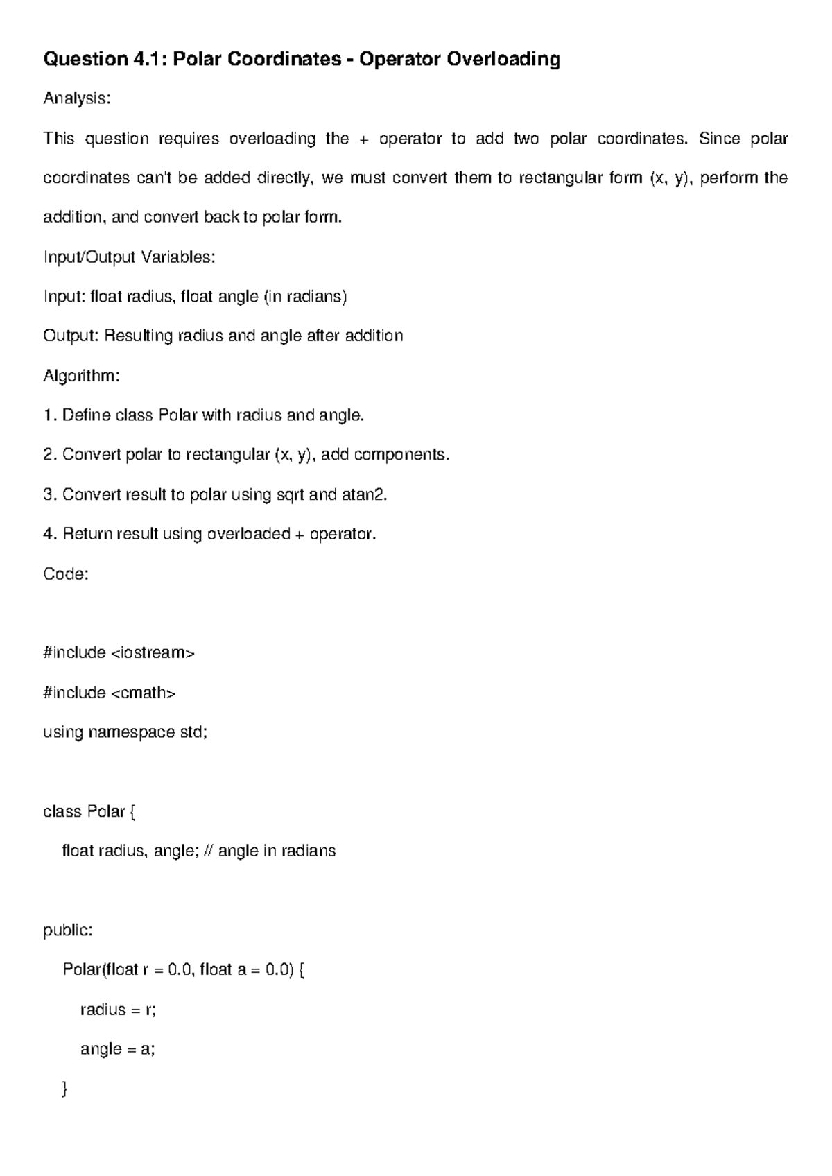 OOP Lab Assignment 4: Polar Coordinates & Operator Overloading Analysis ...