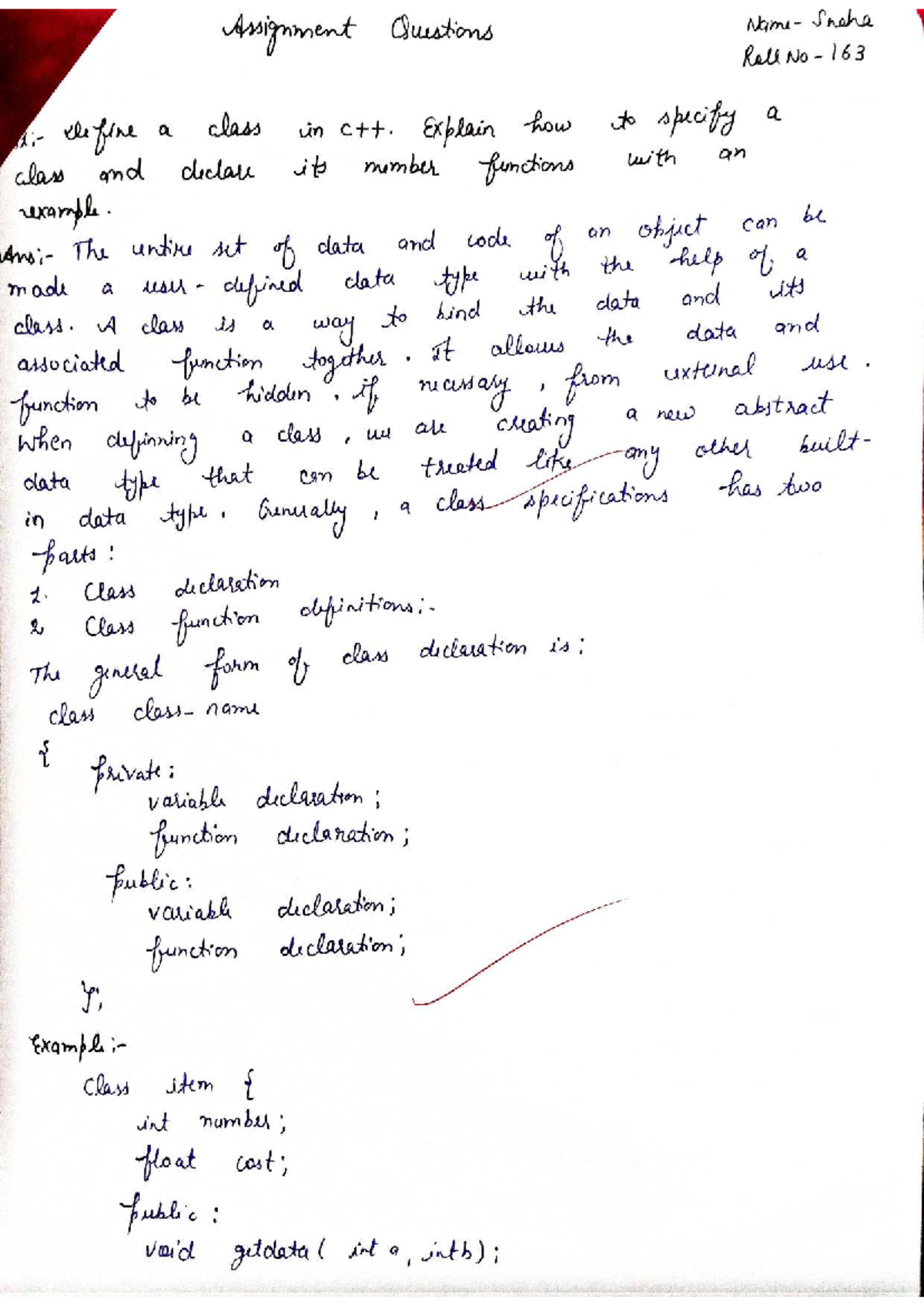 Assignment 2OOPS1: Class Definitions and Member Functions Explained ...
