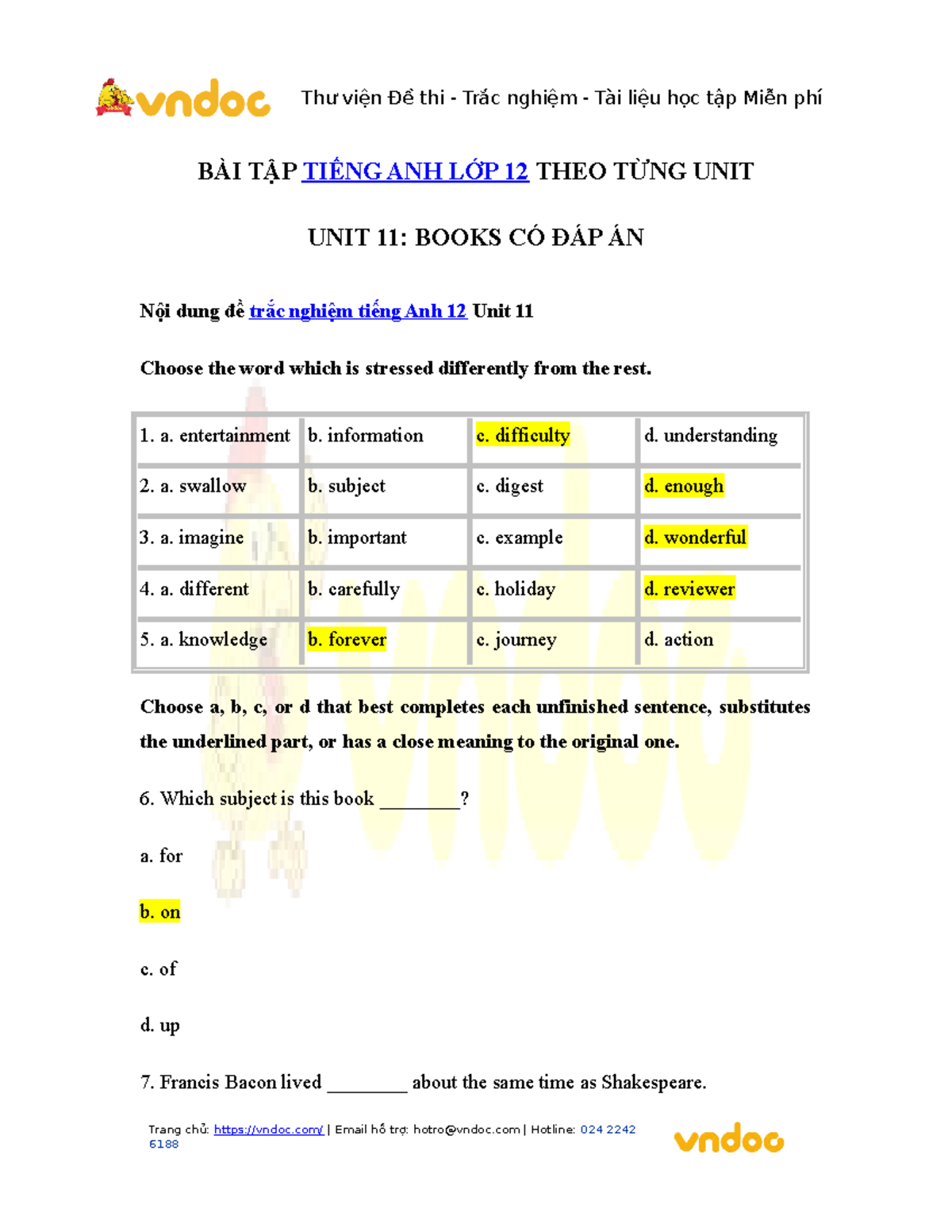 Bai tap tieng anh lop 12 unit 11 books co dap an - BÀI TẬP TIẾNG ANH ...
