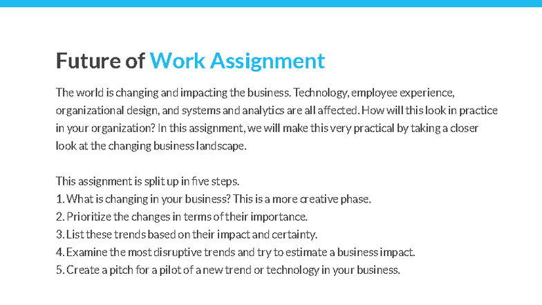 Future of Work Assignment: Adapting to Change in Business - Studocu