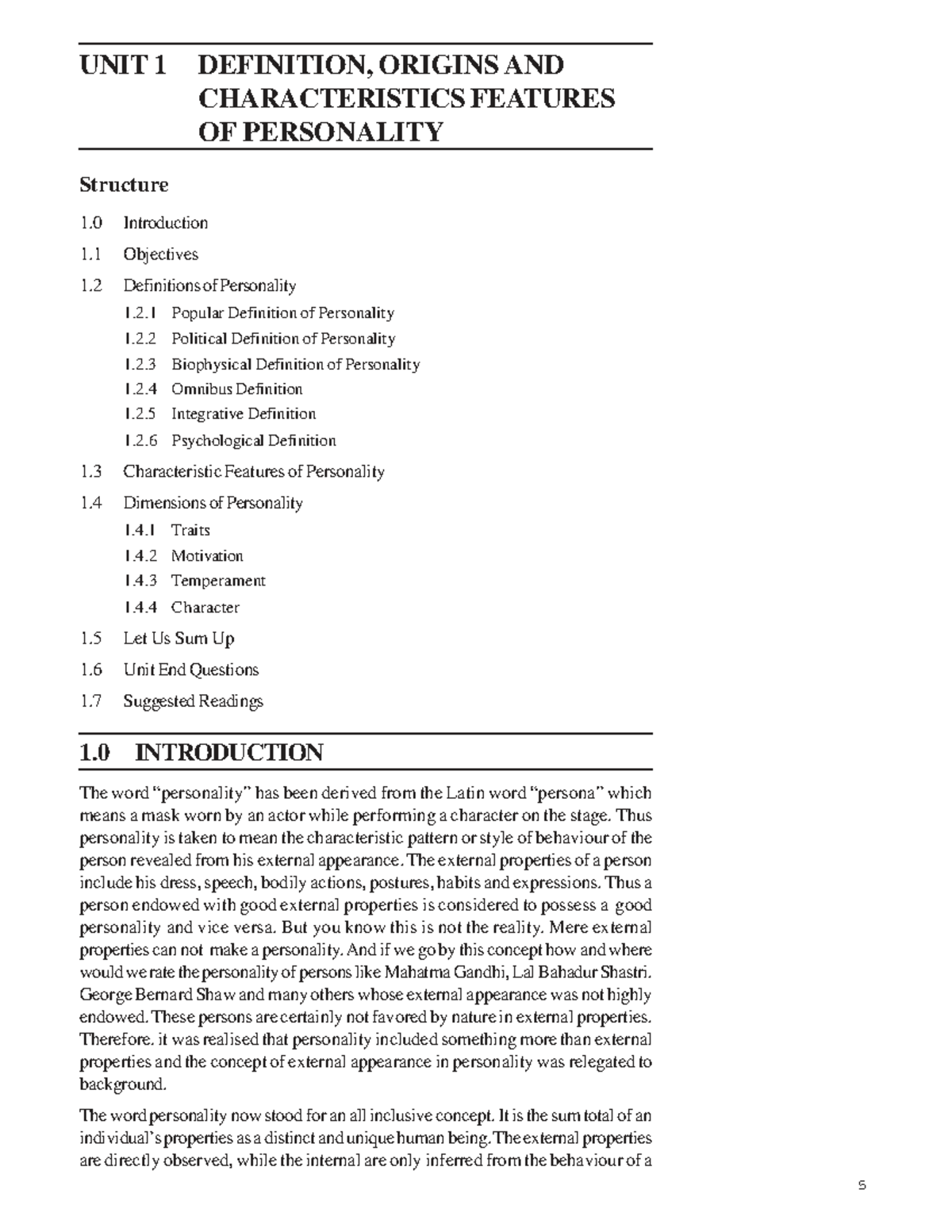 Unit-1 - ABOUT PERSONALITY AND ITS DEFINITIONS - Definition, Origins ...