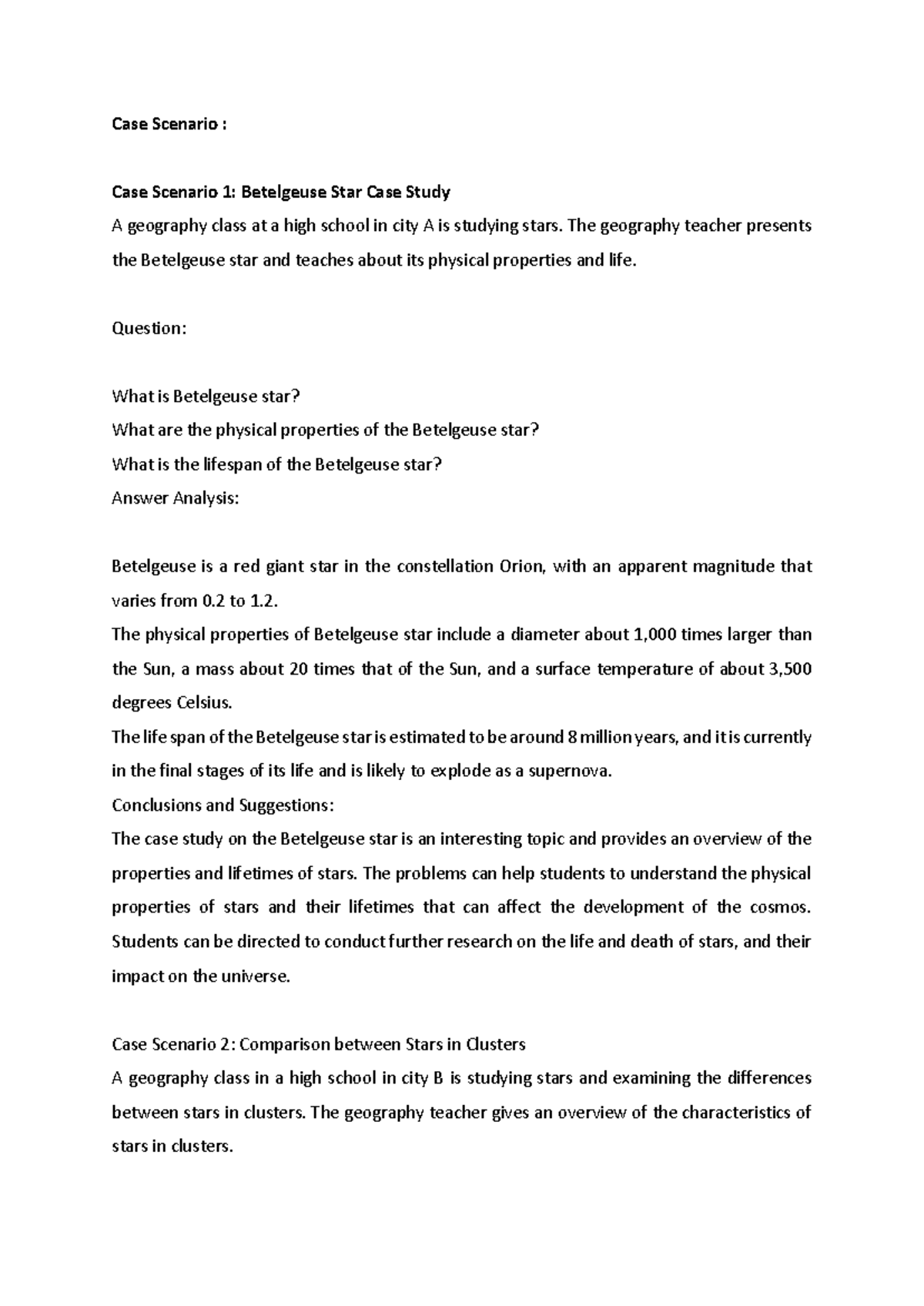 Case Study: Betelgeuse Star Analysis & Comparison of Star Clusters ...