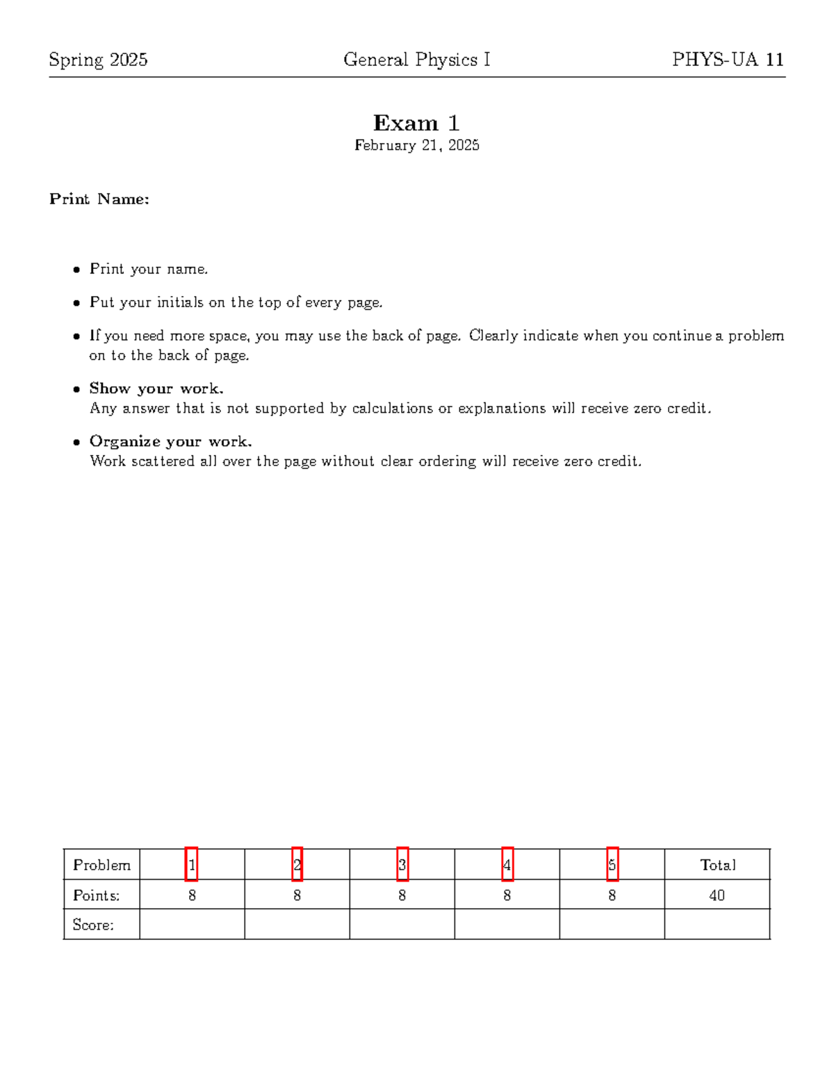 Spring 2025 General Physics I (PHYS 101) Exam 1 Solutions - Studocu