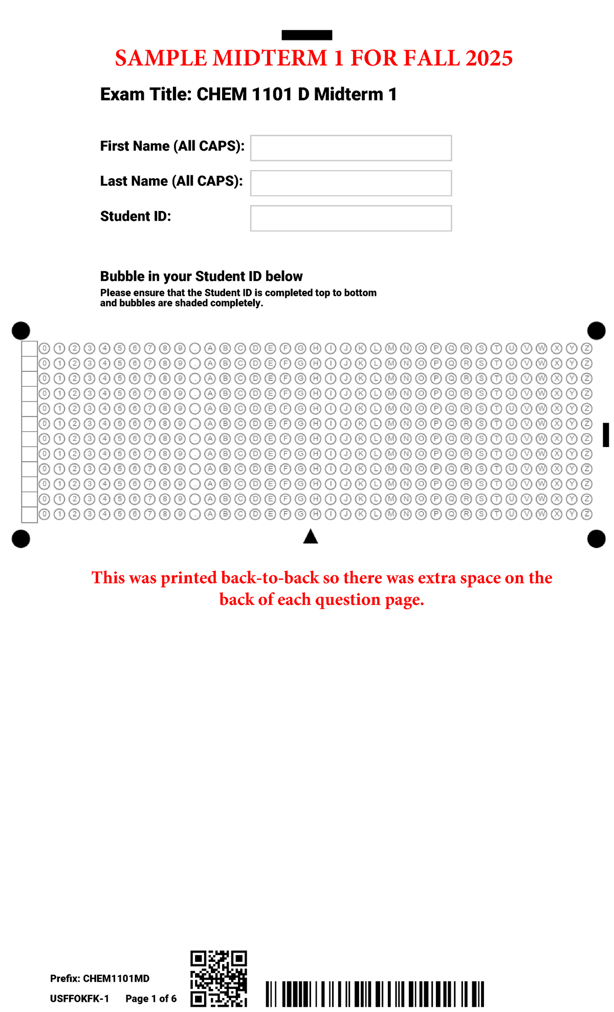 Sample CHEM 1101 D Midterm 1 Exam - Fall 2025 - Studocu