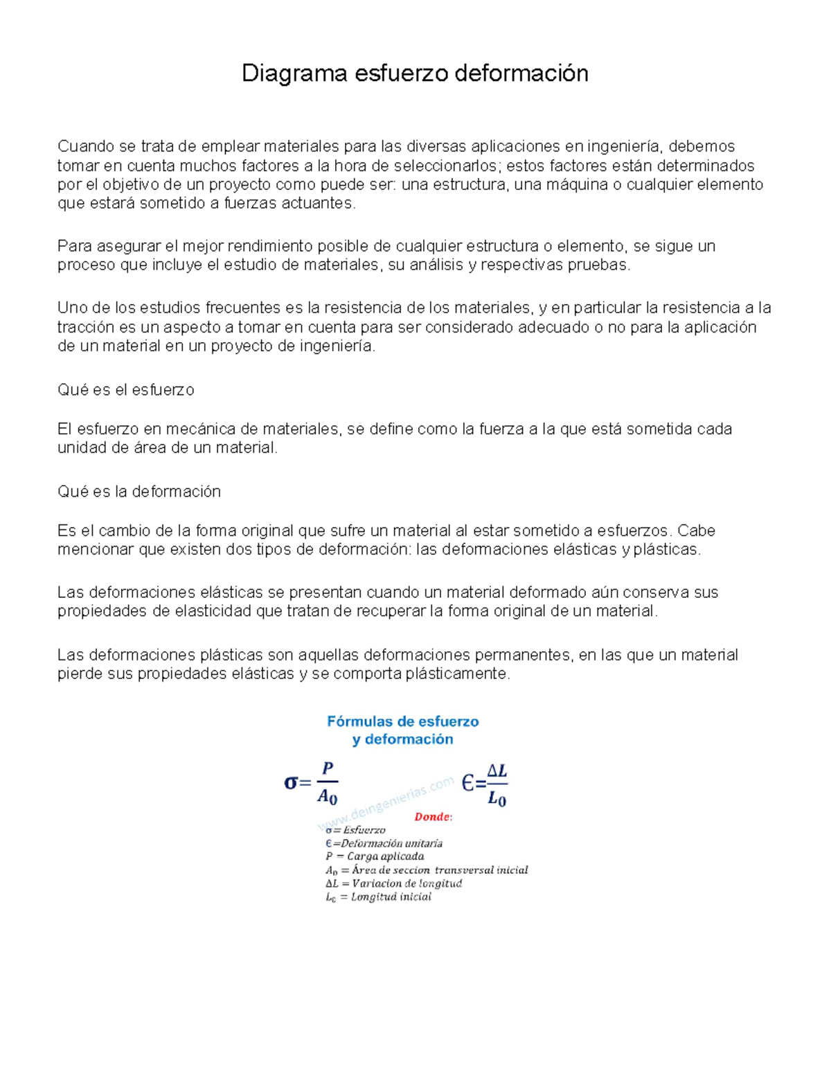 Análisis del Diagrama Esfuerzo-Deformación en Materiales de Ingeniería - Document Preview
