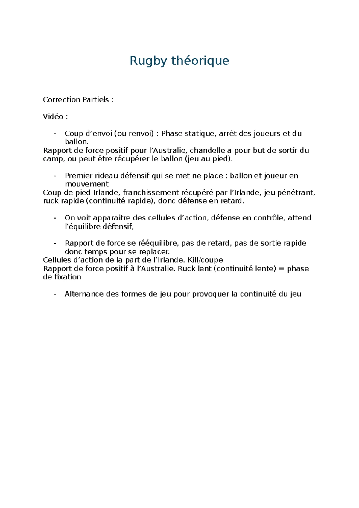 Fiche de Révision Rugby – Staps L1 🏉 - Fiche de Révision Rugby – STAPS ...