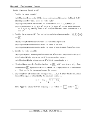 Homework 4: Linear Algebra (Math 3110) Solutions and Justifications ...