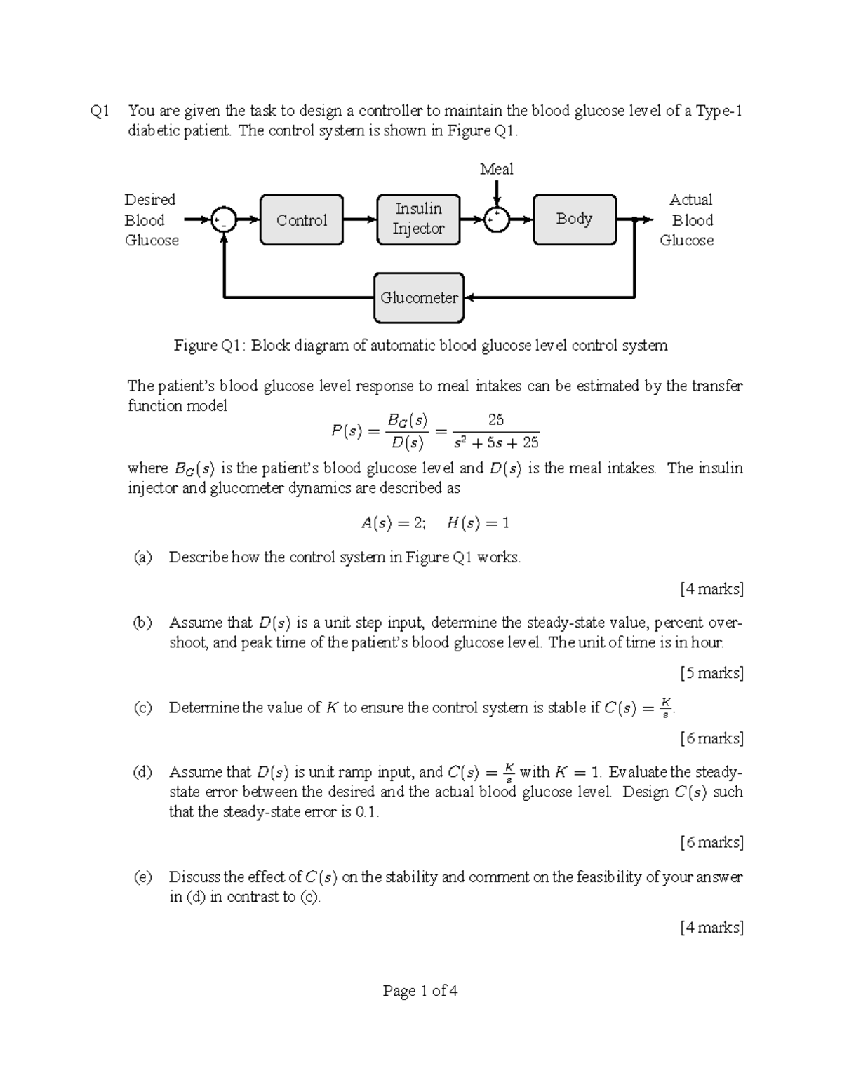 2024 - Control Systems Exam Q1-Q4 Past Paper Solutions - Studocu